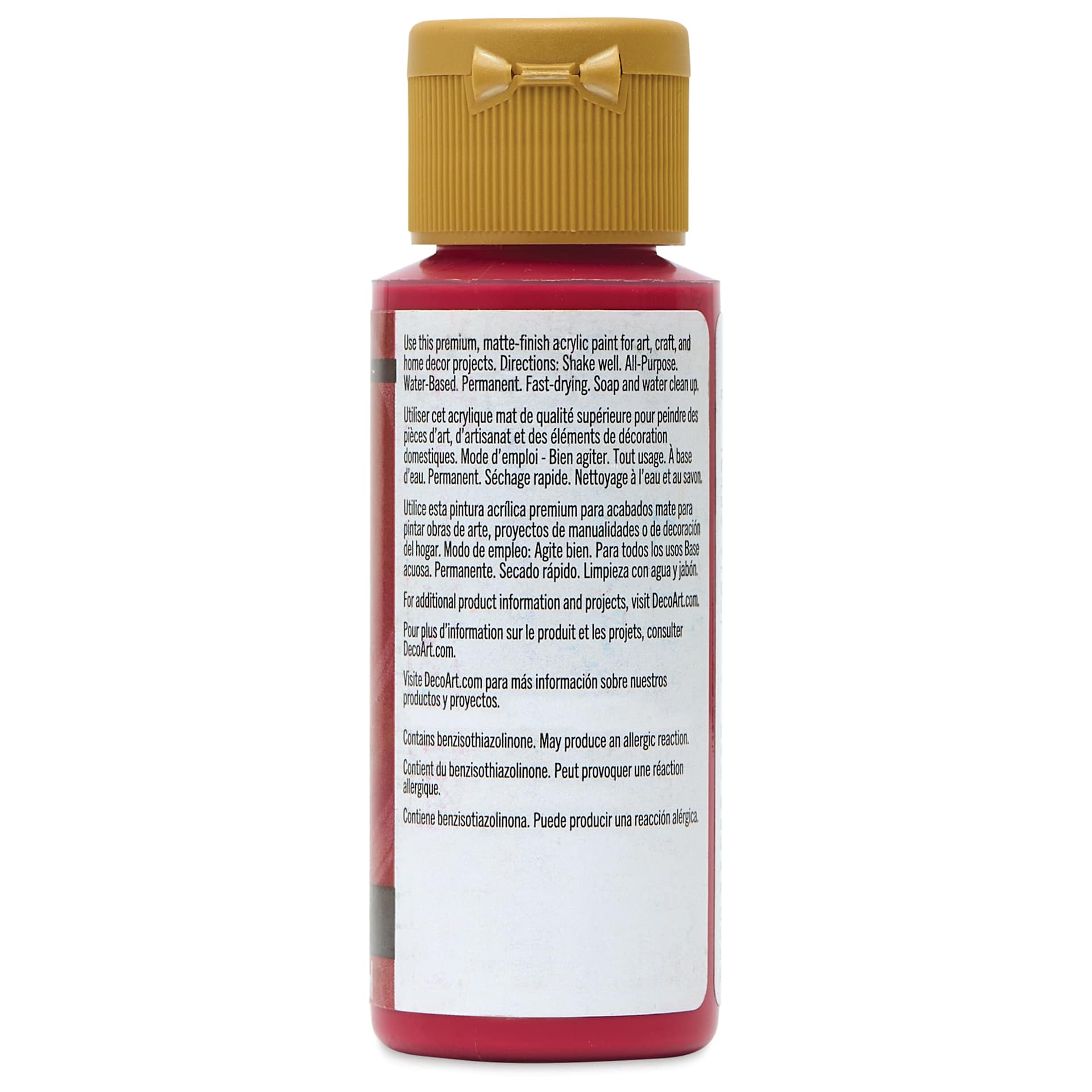 DecoArt Americana Acrylic Paint - Crimson Red, 2 oz, back label