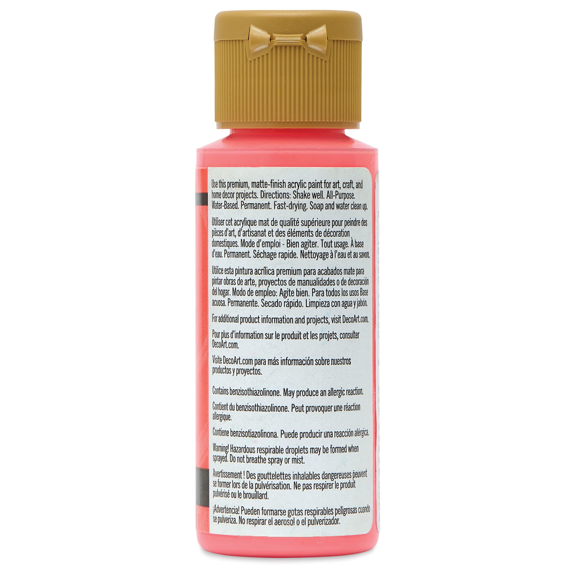 DecoArt Americana Acrylic Paint - Coral Buzz, 2 oz, back label