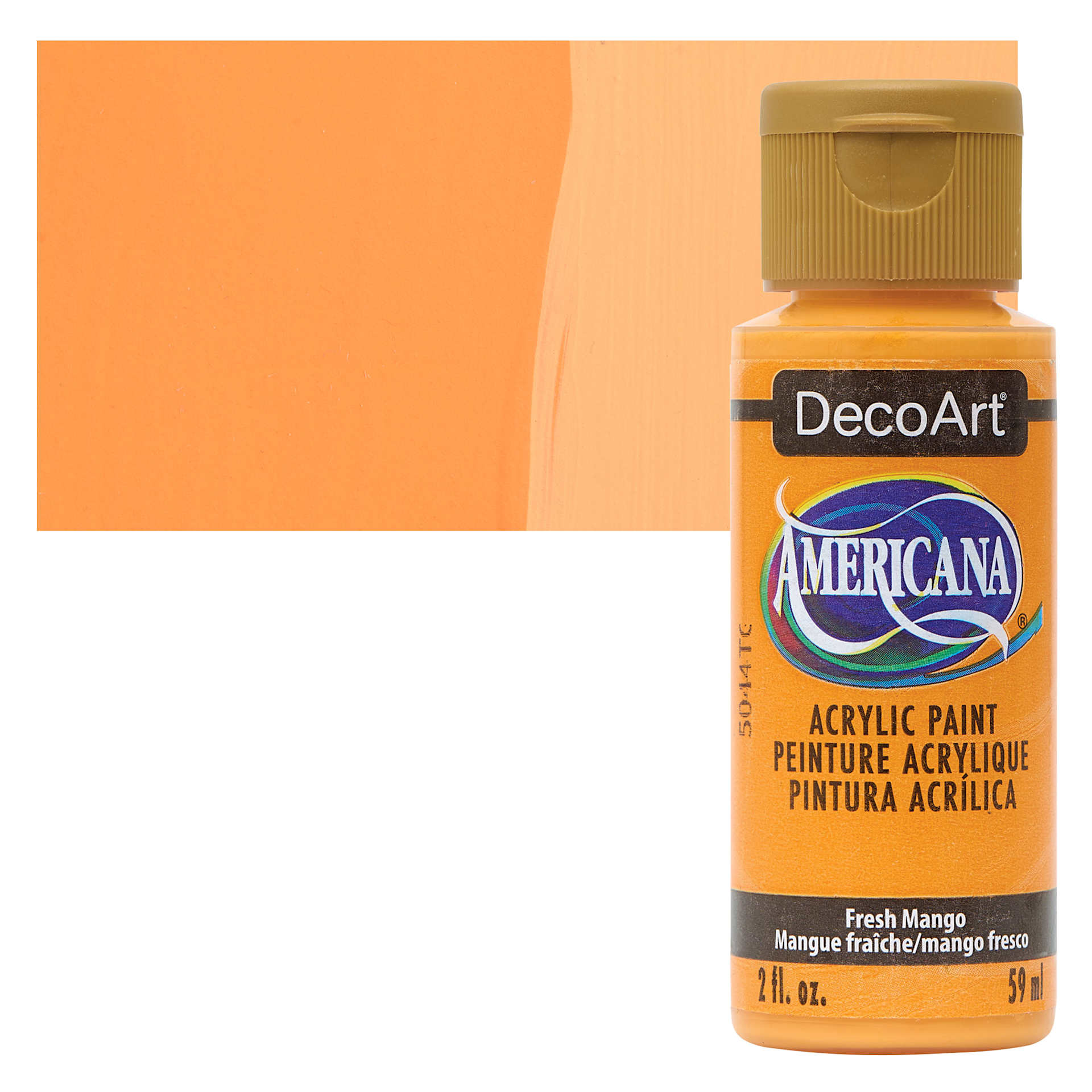 DecoArt Americana Acrylic Paint - Fresh Mango, 2 oz bottle and swatch