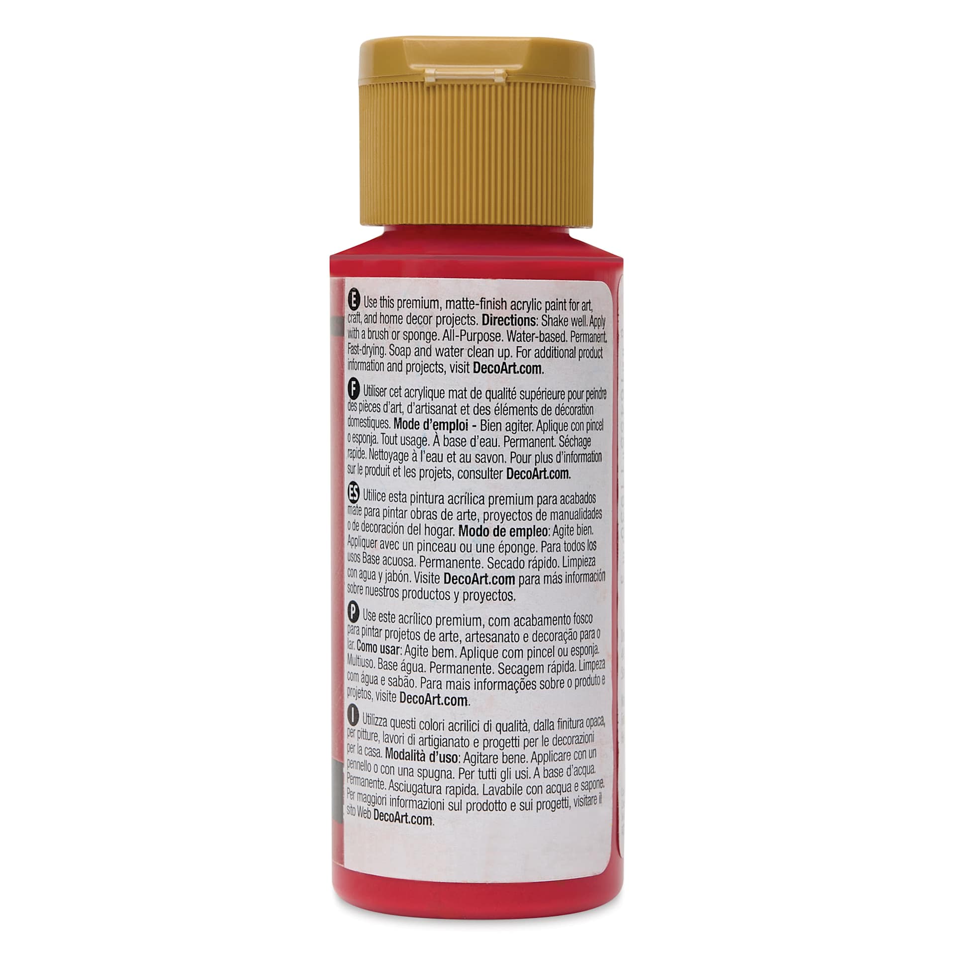 Back of DecoArt Americana Acrylic Paint - Berry Red, 2 oz bottle