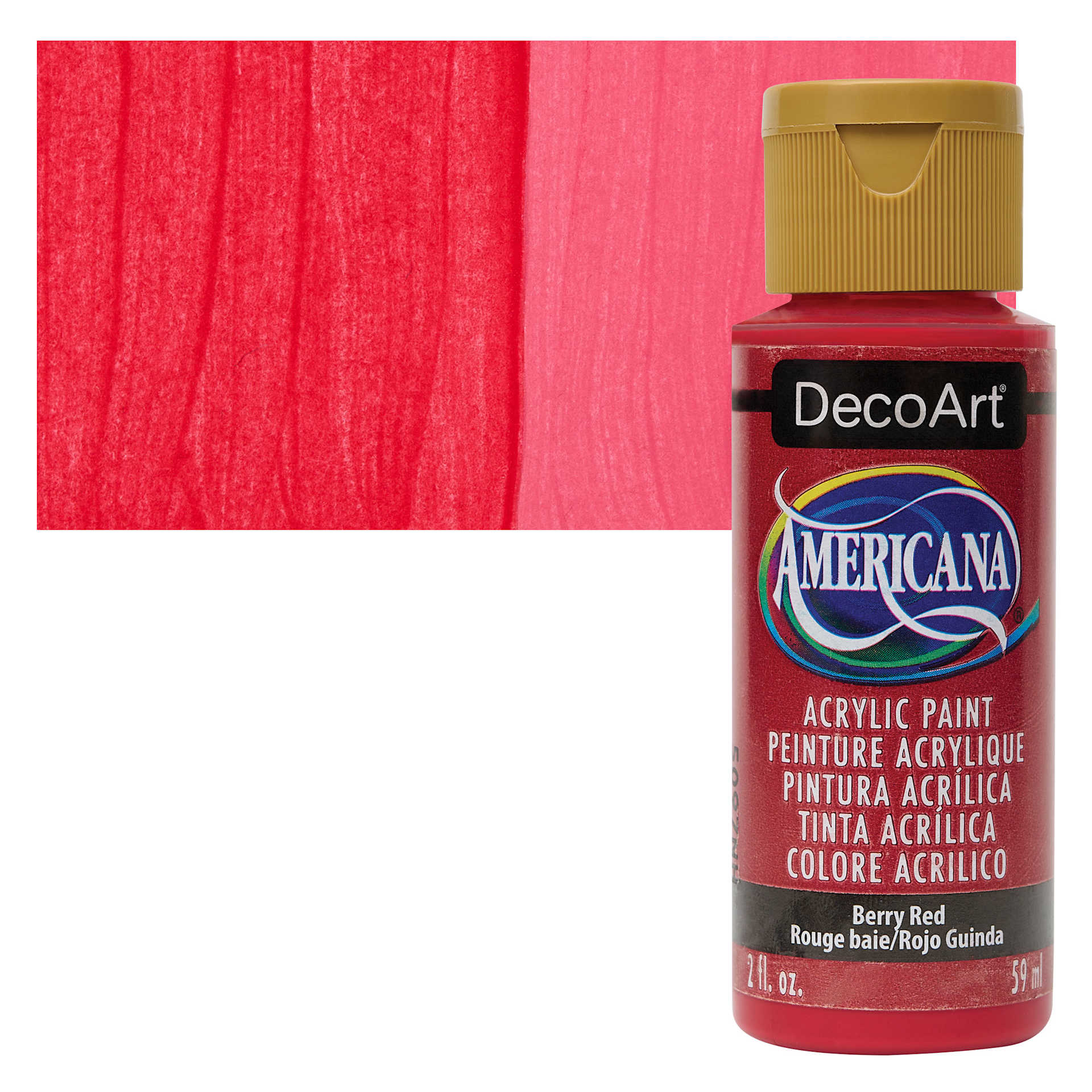 DecoArt Americana Acrylic Paint - Berry Red, 2 oz bottle and swatch