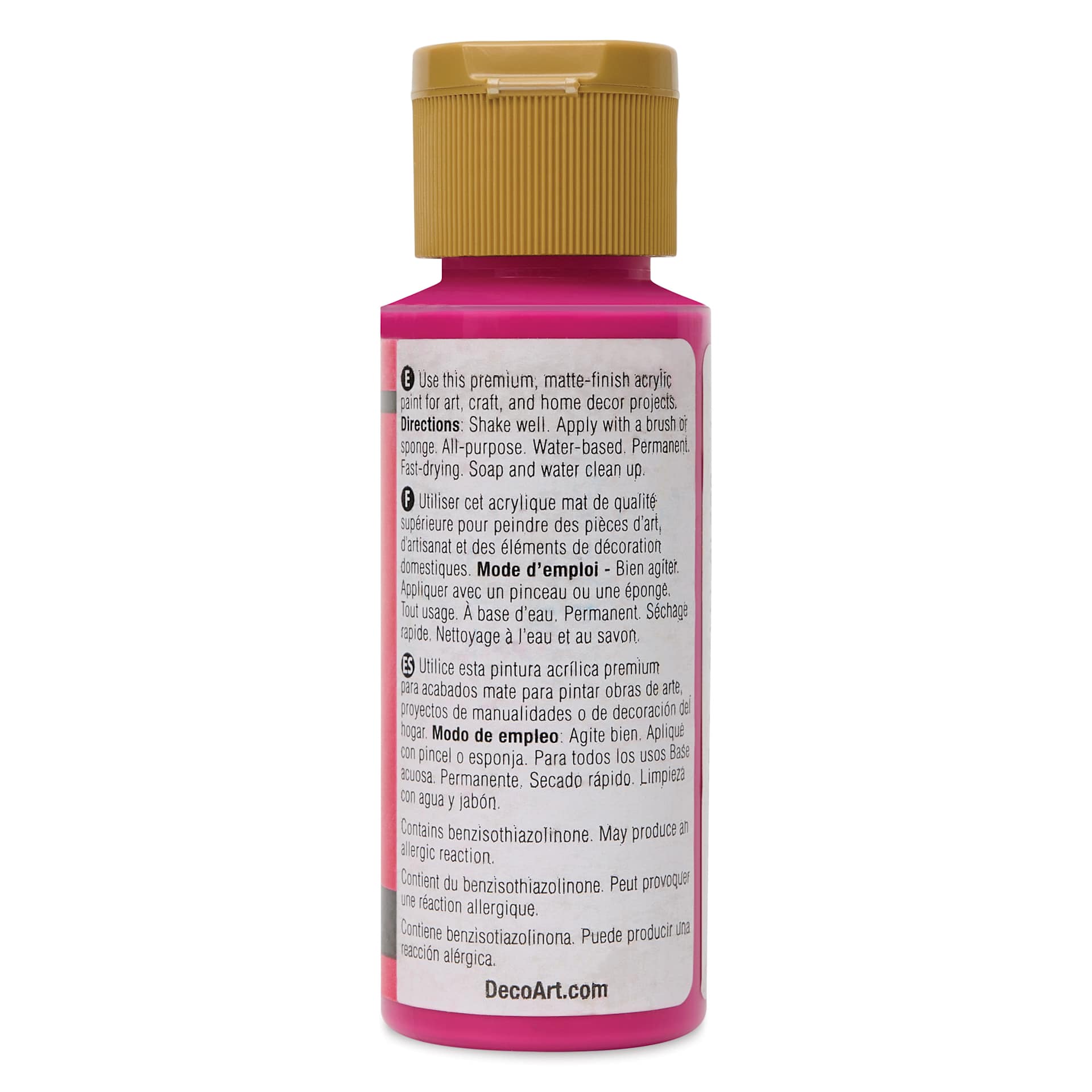 Back of DecoArt Americana Acrylic Paint - Strawberry, 2 oz bottle