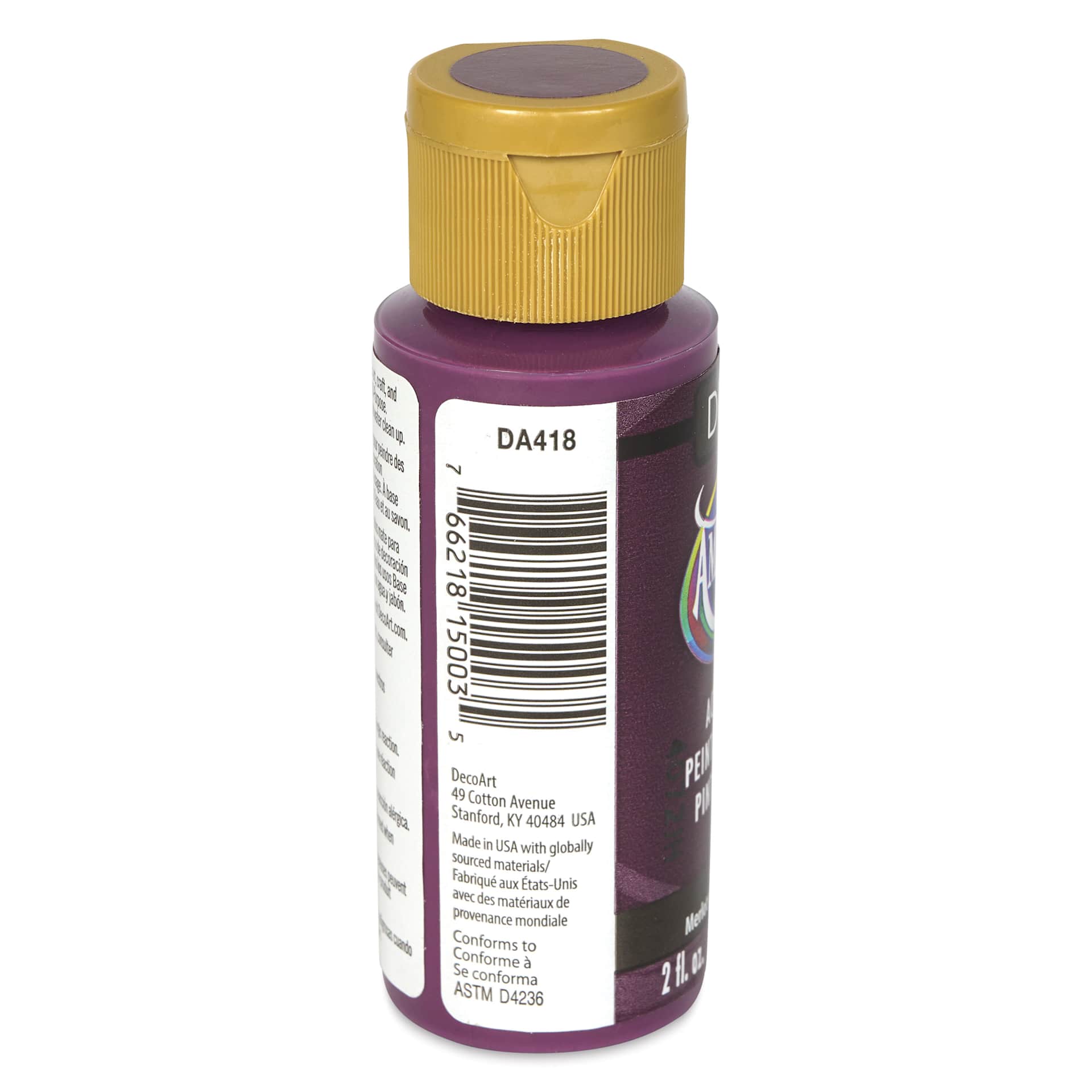 DecoArt Americana Acrylic Paint - Cherry Merlot, 2 oz bottle back