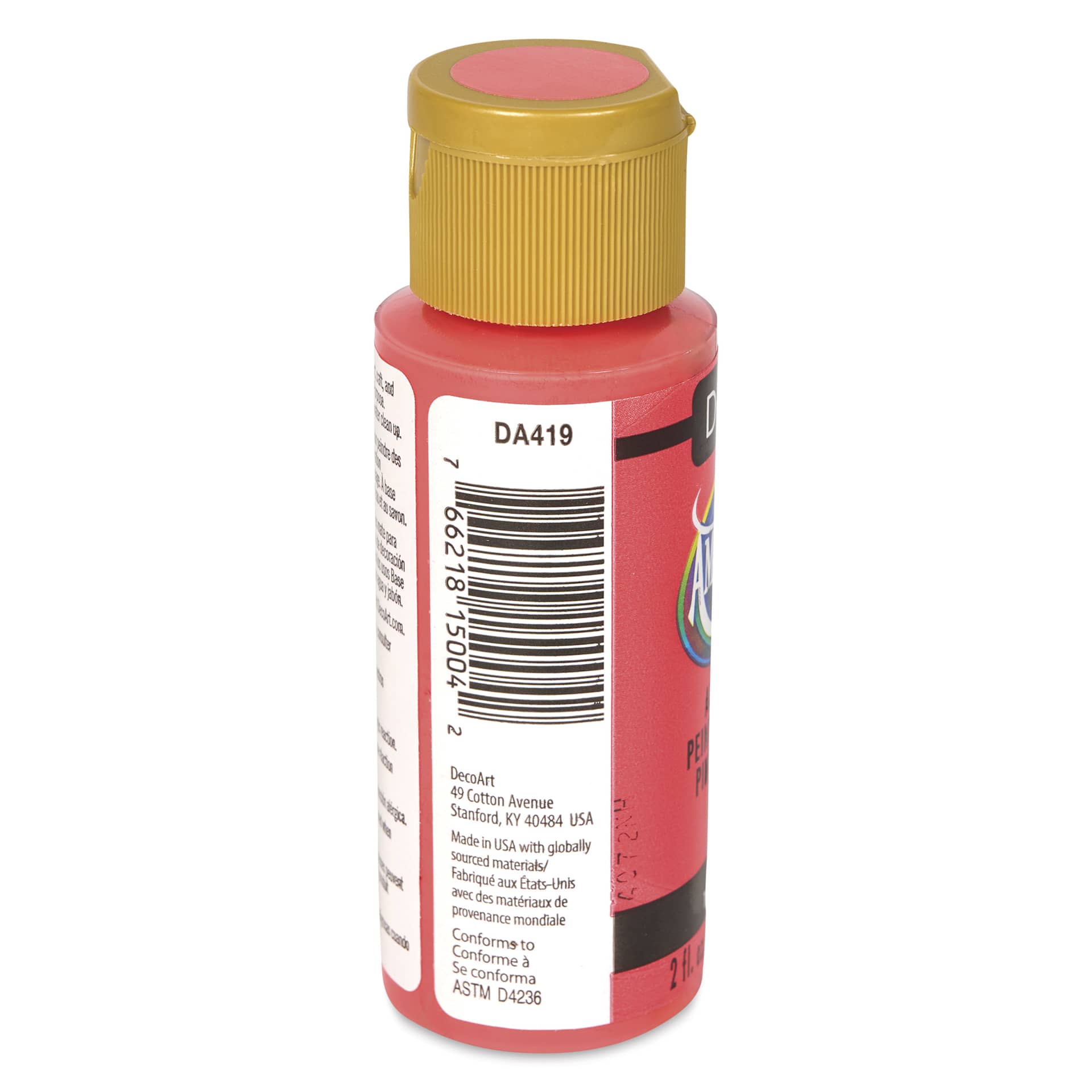 DecoArt Americana Acrylic Paint - Teaberry, 2 oz bottle back