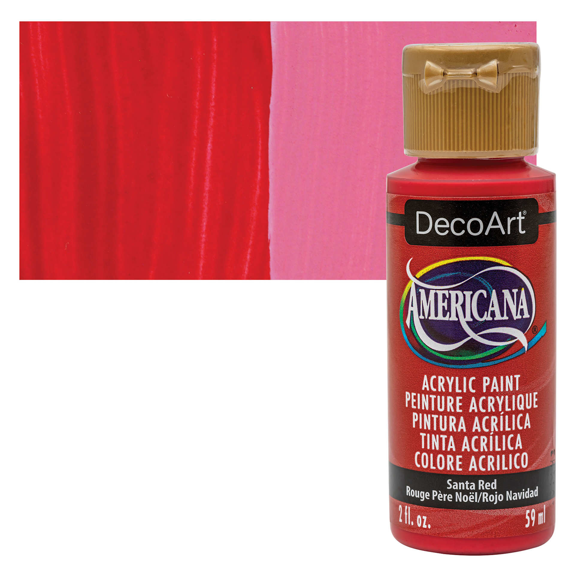 DecoArt Americana Acrylic Paint - Santa Red, 2 oz bottle and swatch