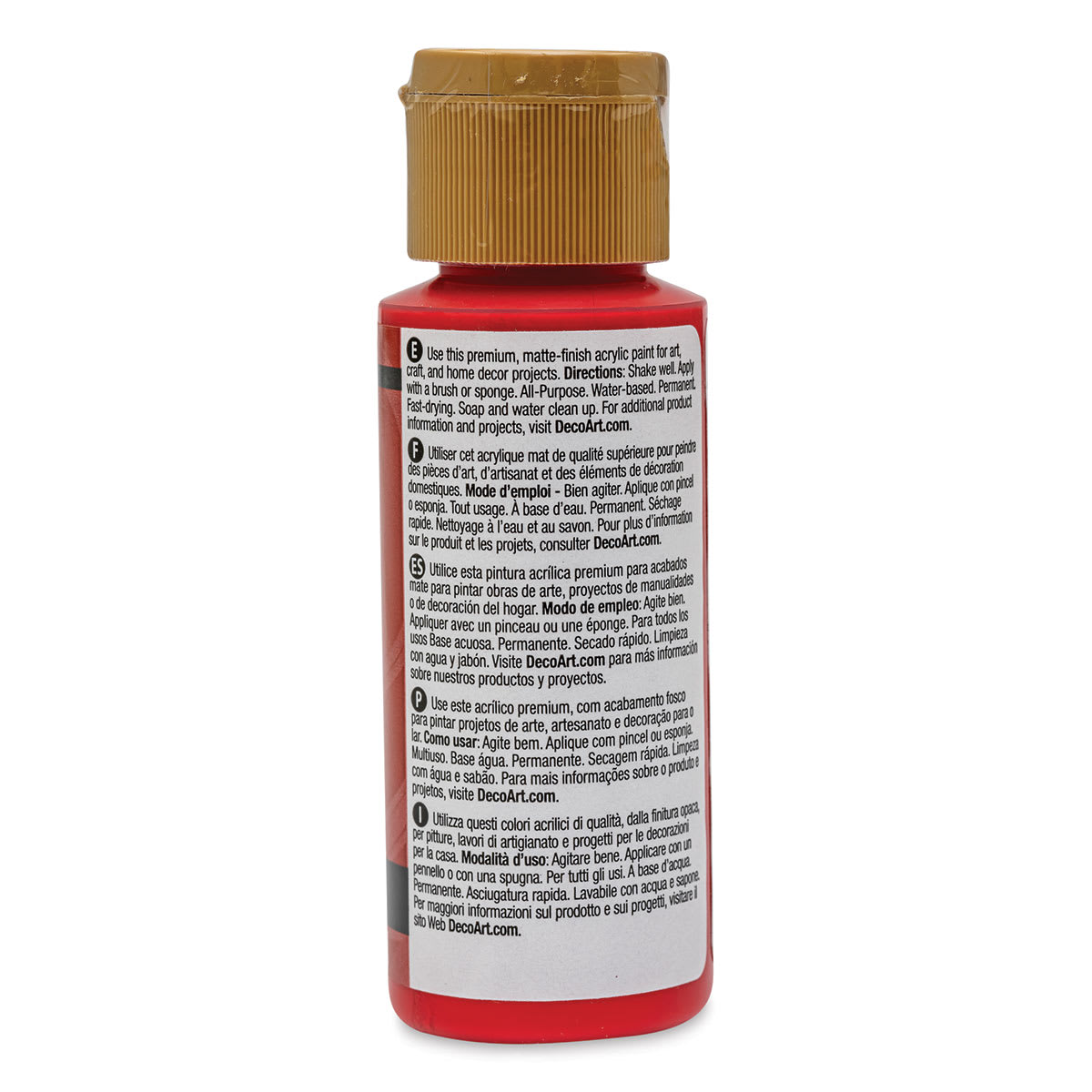 DecoArt Americana Acrylic Paint - Primary Red, 2 oz (Back of bottle)