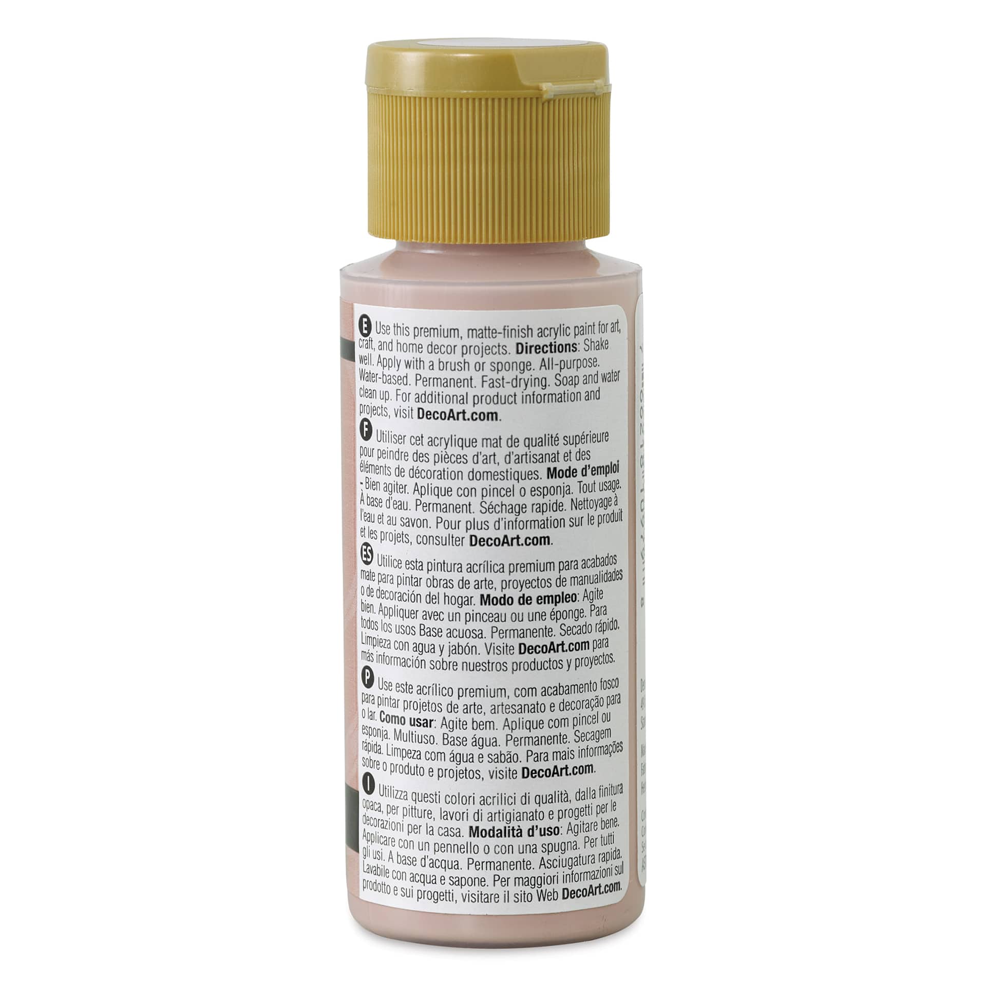 DecoArt Americana Acrylic Paint - Blush Pink, 2 oz (Back of bottle)