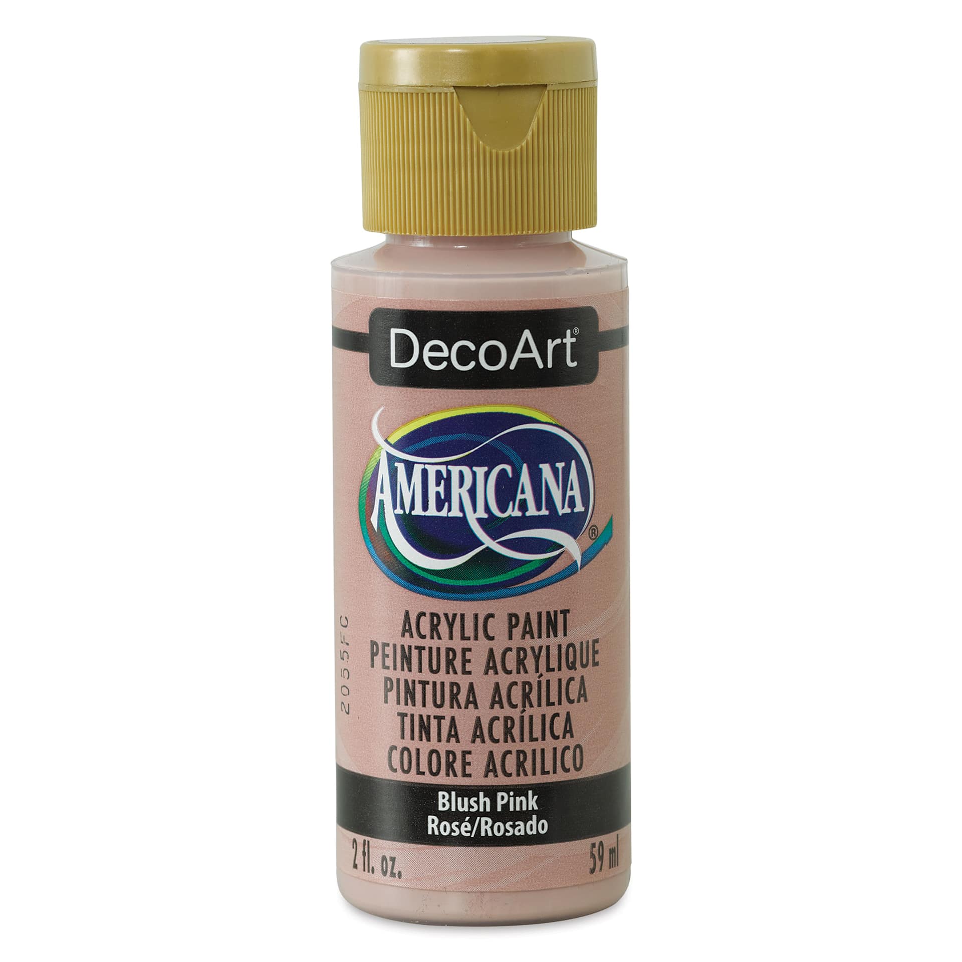 DecoArt Americana Acrylic Paint - Blush Pink, 2 oz (Front of bottle)