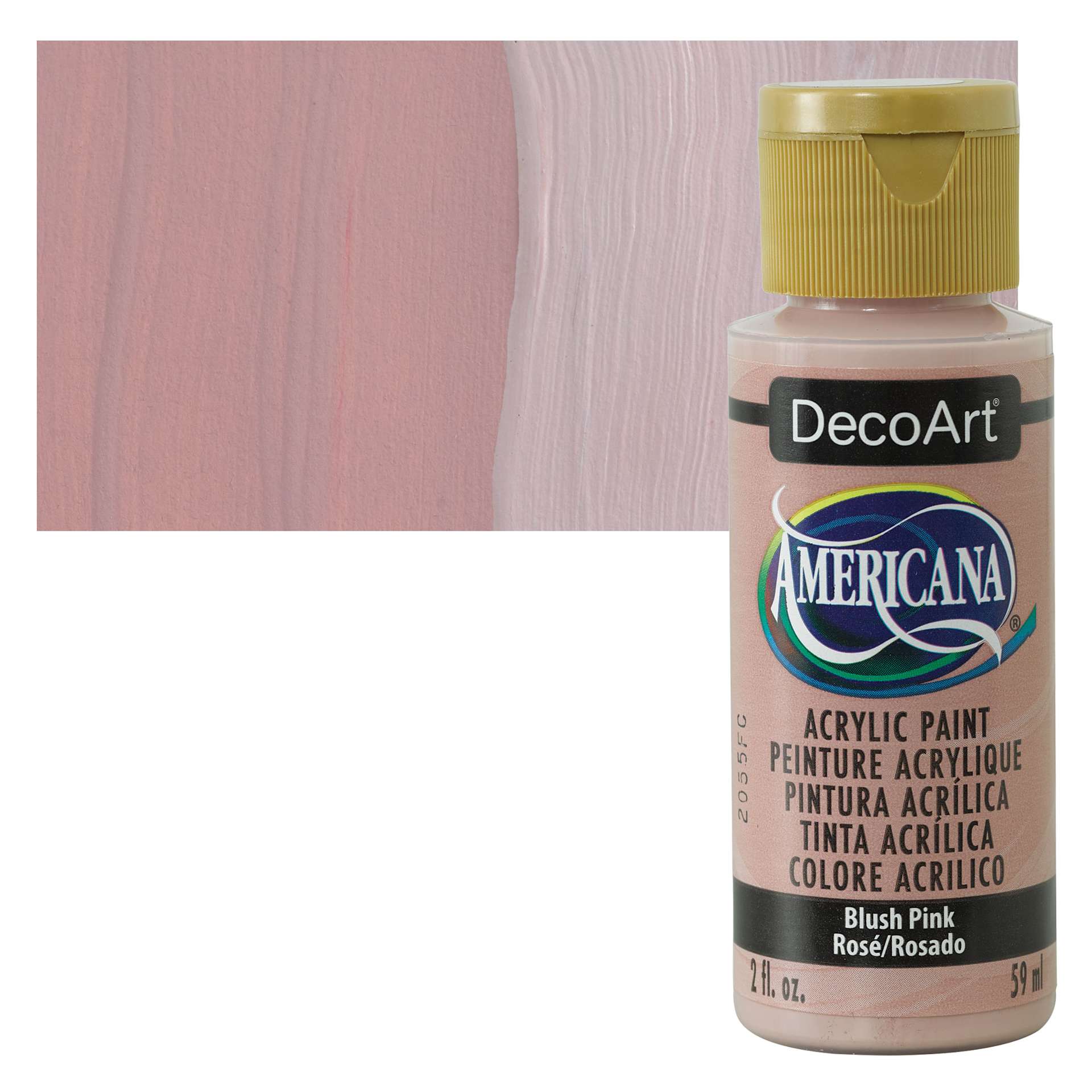DecoArt Americana Acrylic Paint - Blush Pink, 2 oz bottle and swatch
