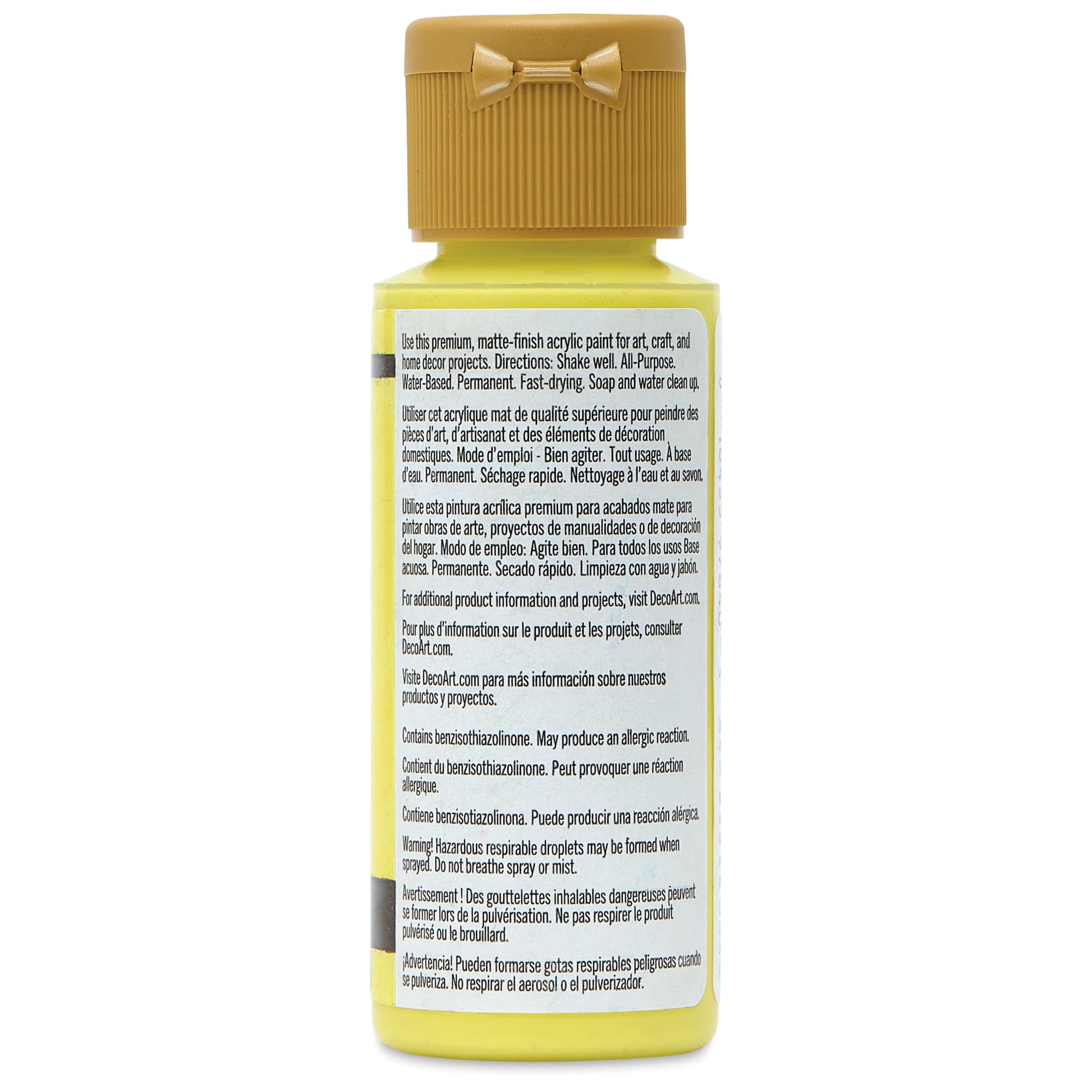 DecoArt Americana Acrylic Paint - Lemon Burst, 2 oz, back label