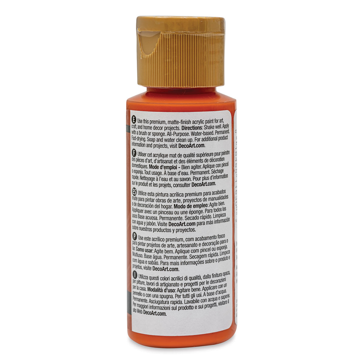 DecoArt Americana Acrylic Paint - Burnt Orange, 2 oz (Back of bottle)