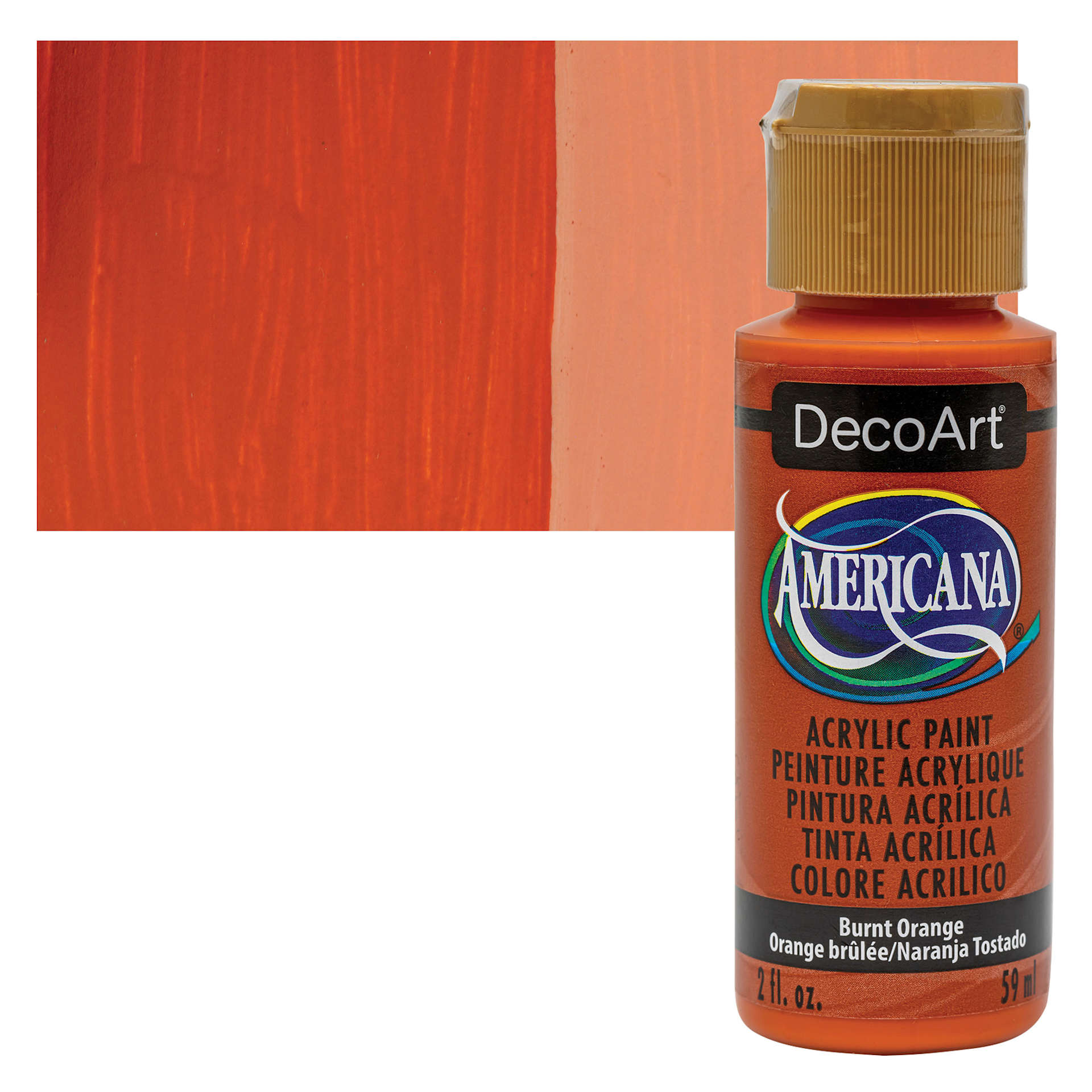 DecoArt Americana Acrylic Paint - Burnt Orange, 2 oz bottle and swatch