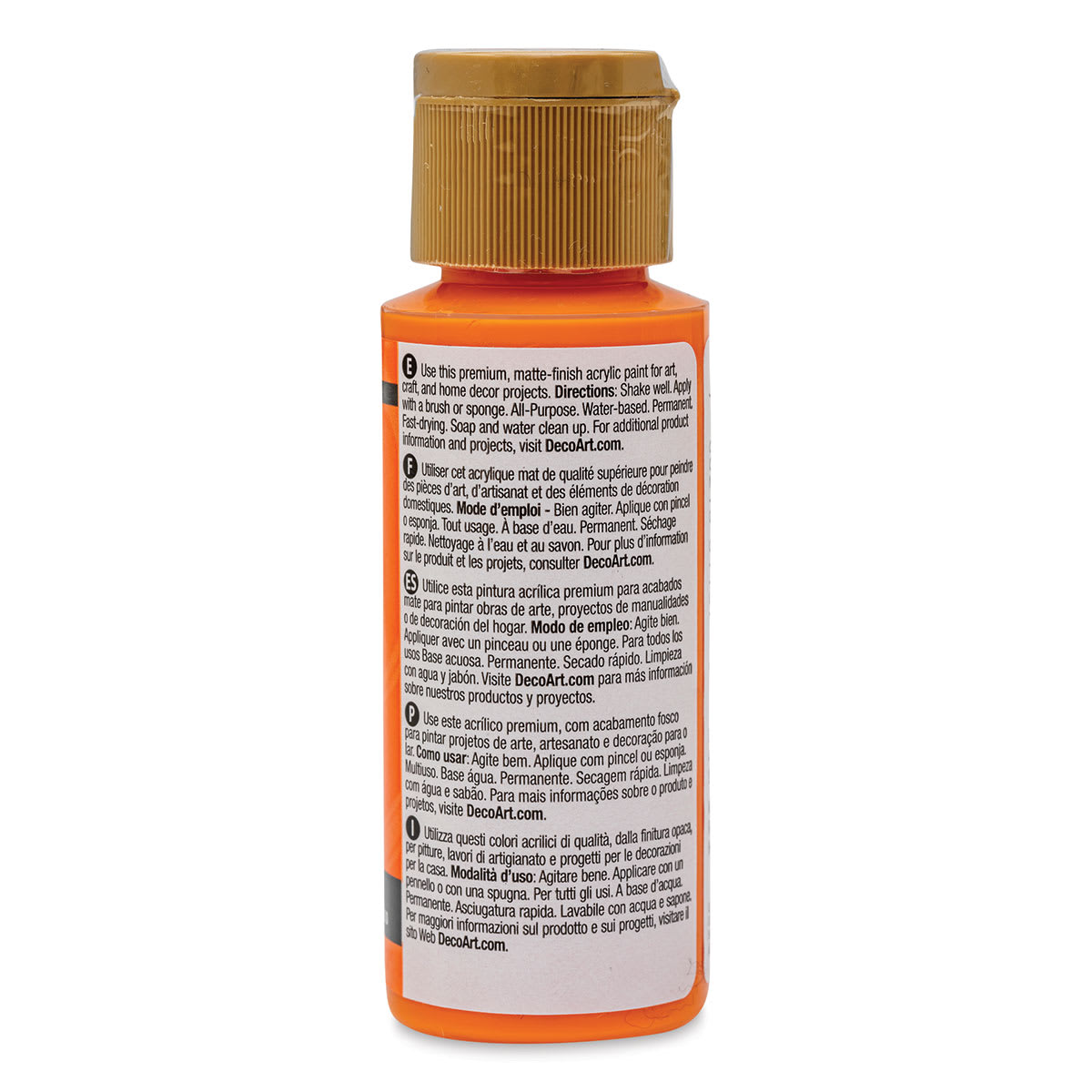 DecoArt Americana Acrylic Paint - Jack O Lantern Orange, 2 oz (Back of bottle)