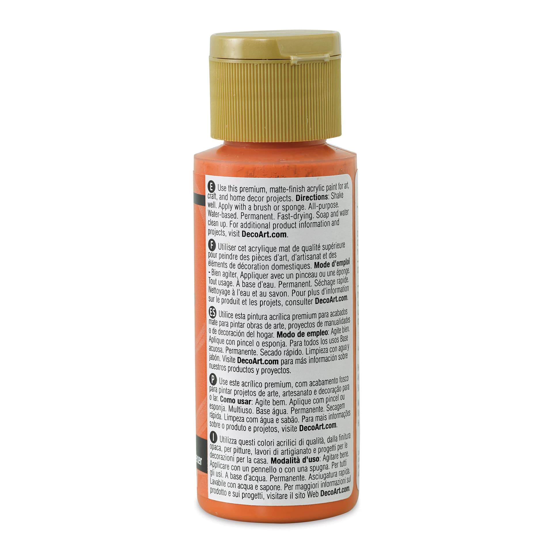 DecoArt Americana Acrylic Paint - Warm Sunset, 2 oz (Back of bottle)