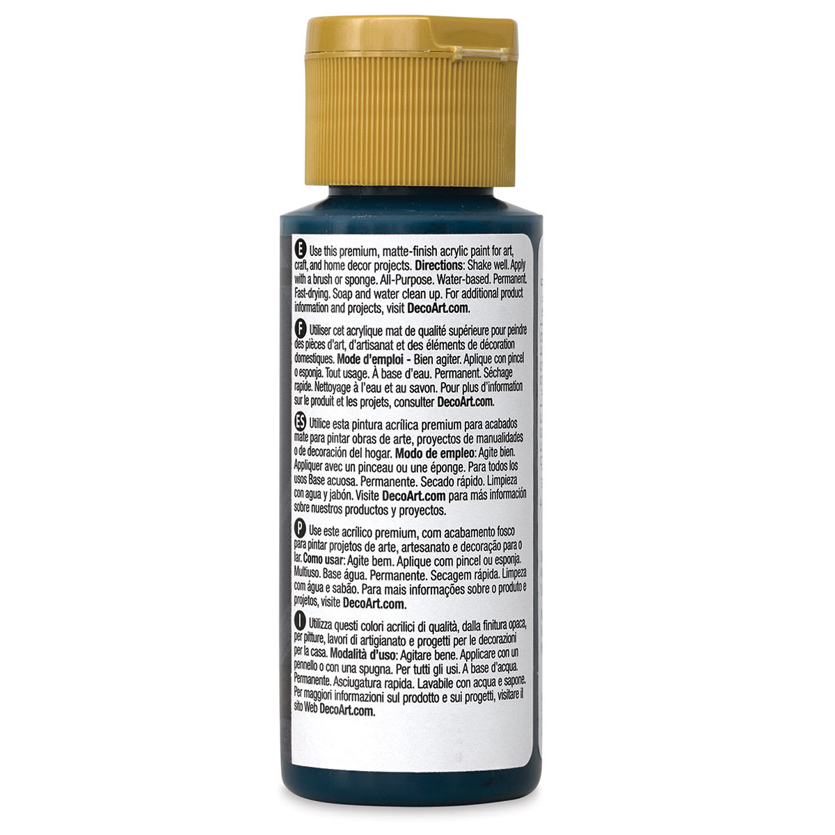 DecoArt Americana Acrylic Paint - Navy Blue, 2 oz, (Back of bottle)