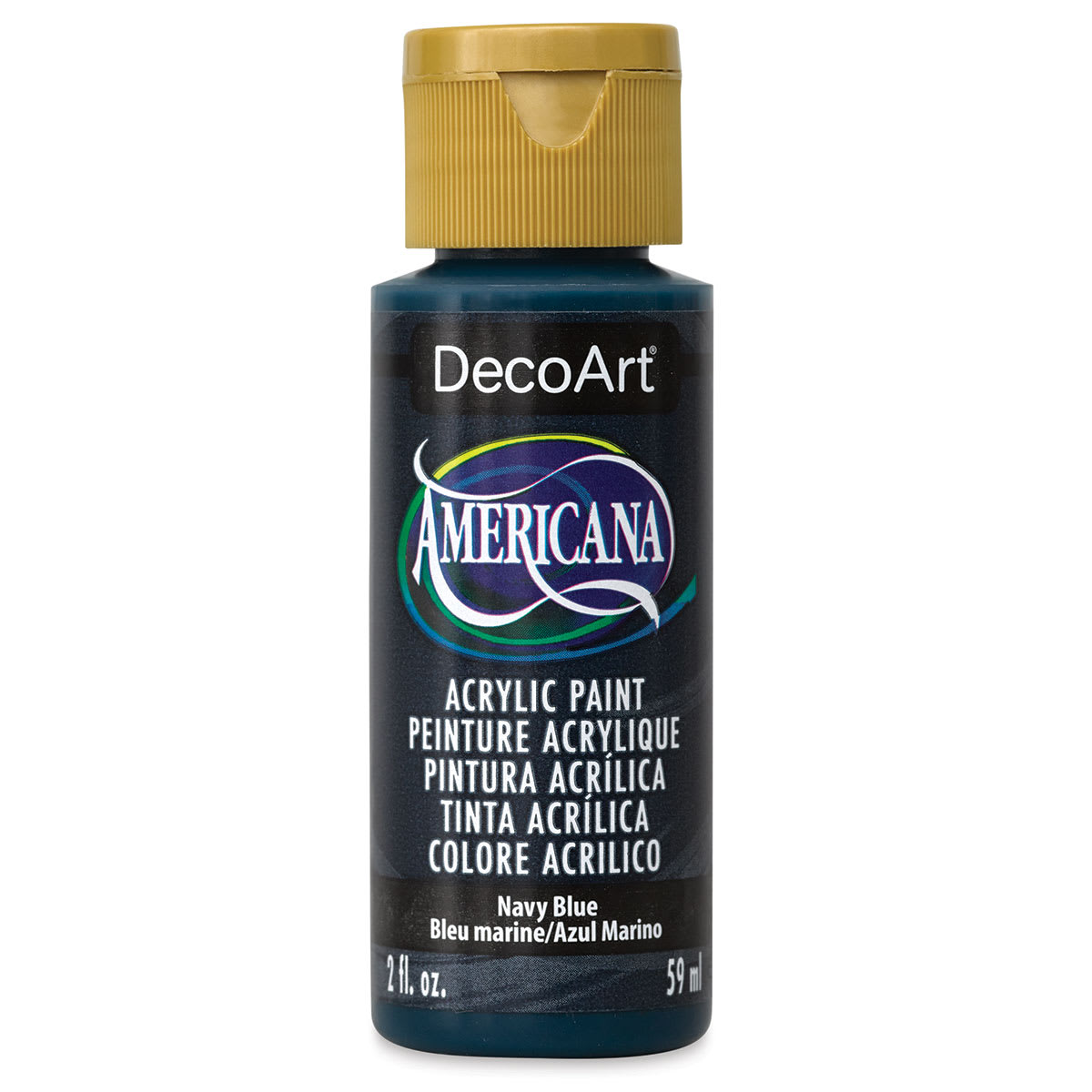DecoArt Americana Acrylic Paint - Navy Blue, 2 oz, (Front of bottle)