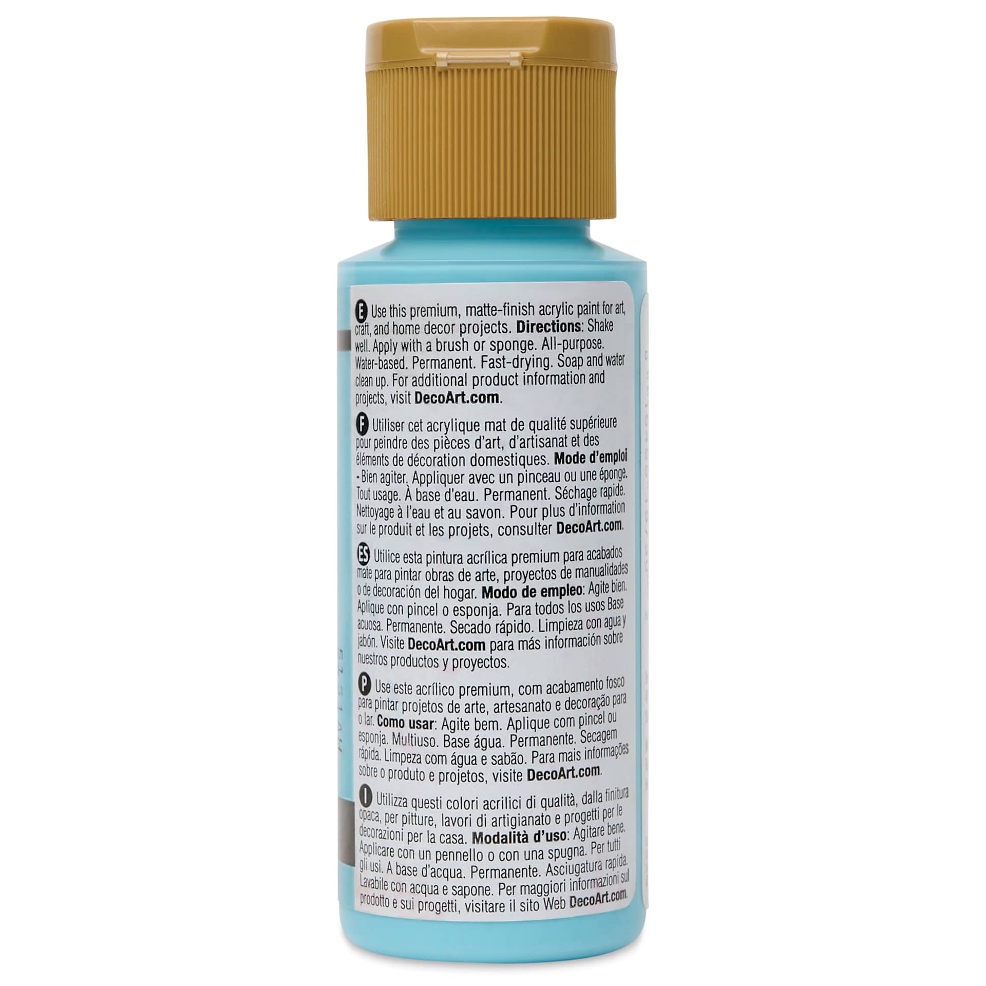 DecoArt Americana Acrylic Paint - Turquoise Blue, 2 oz back of bottle
