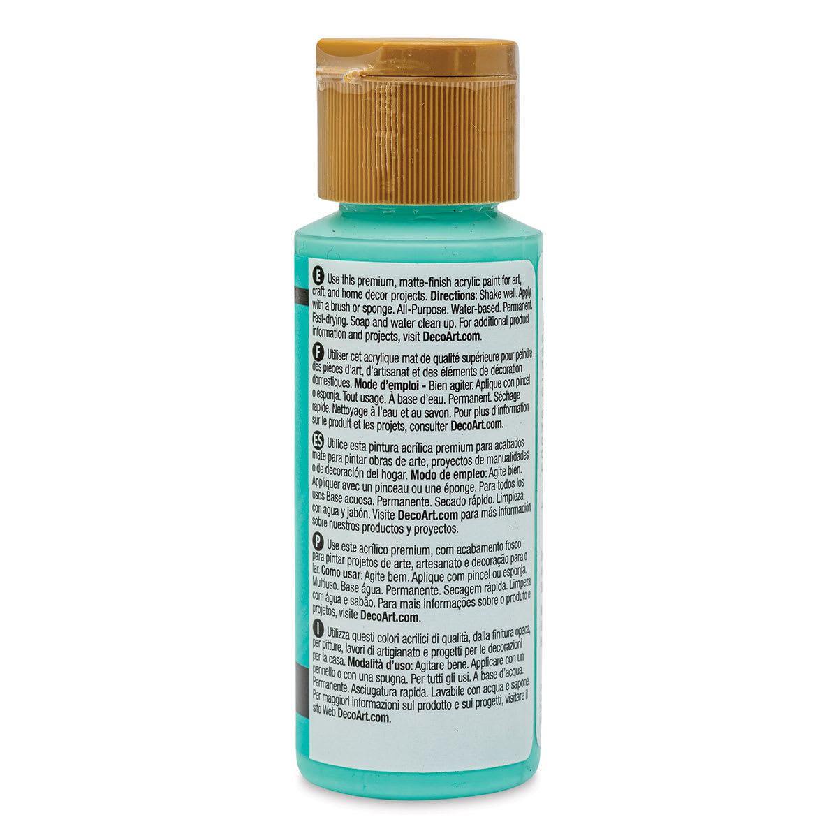 DecoArt Americana Acrylic Paint - Sea Breeze, 2 oz (Back of bottle)