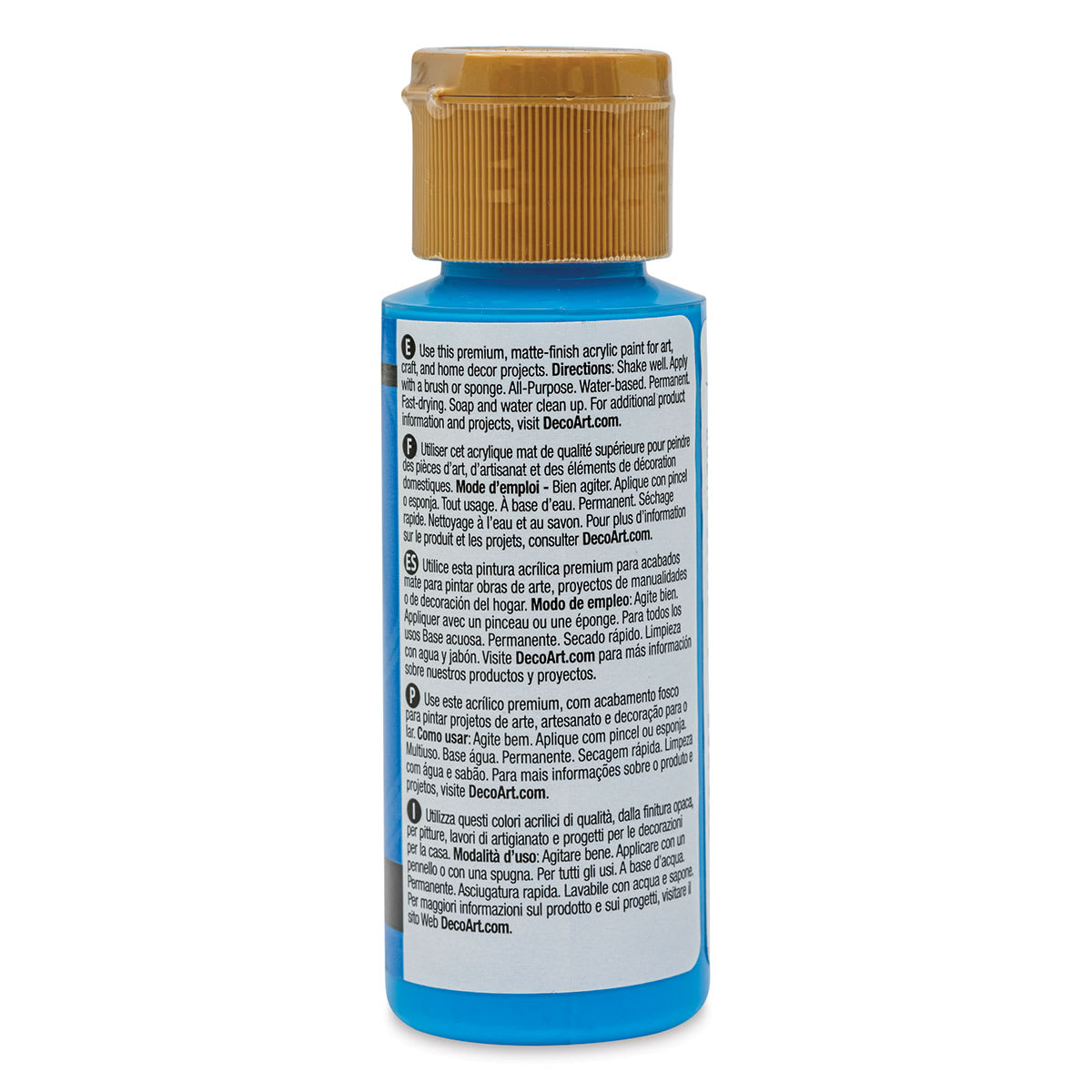 DecoArt Americana Acrylic Paint - Ocean Blue, 2 oz (Back of bottle)