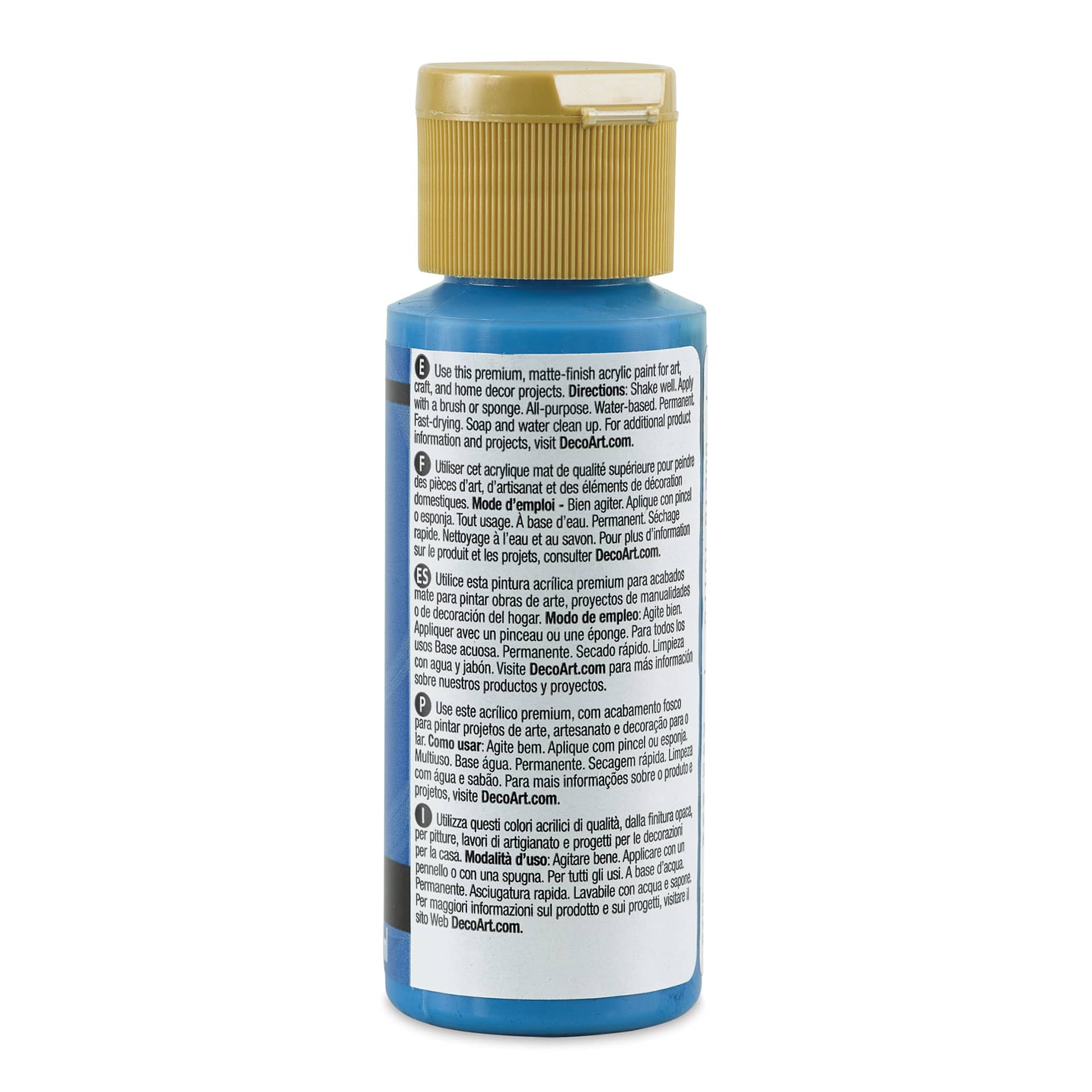 DecoArt Americana Acrylic Paint - Bright Blue, 2 oz (Back of bottle)
