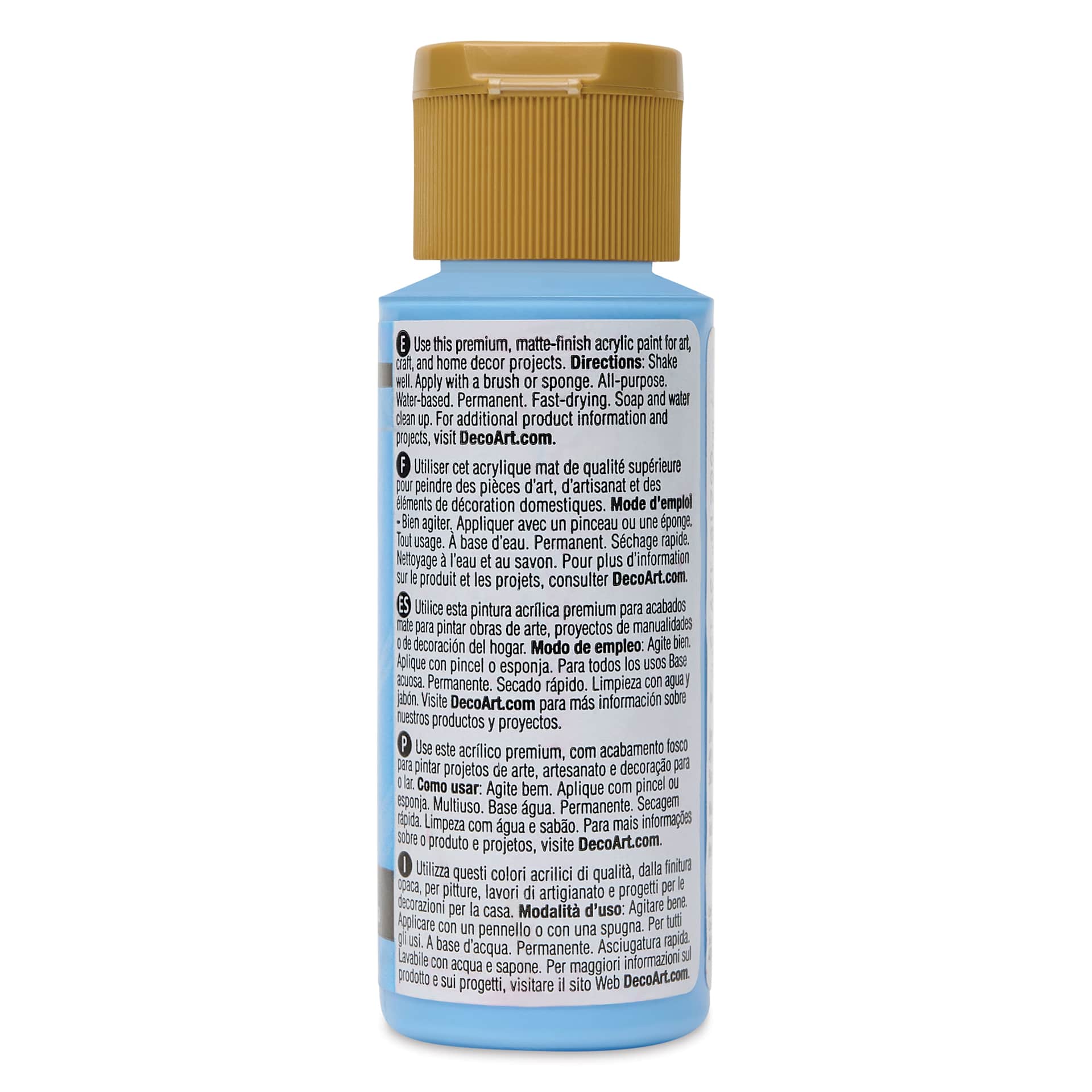 Back of DecoArt Americana Acrylic Paint - Provence Sky, 2 oz bottle