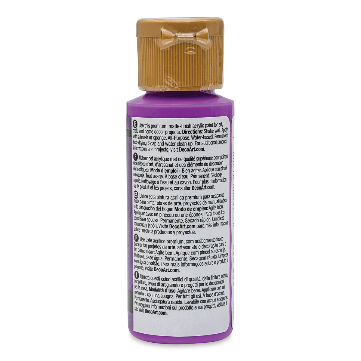 DecoArt Americana Acrylic Paint - Purple Pizzazz, 2 oz (Back of bottle)