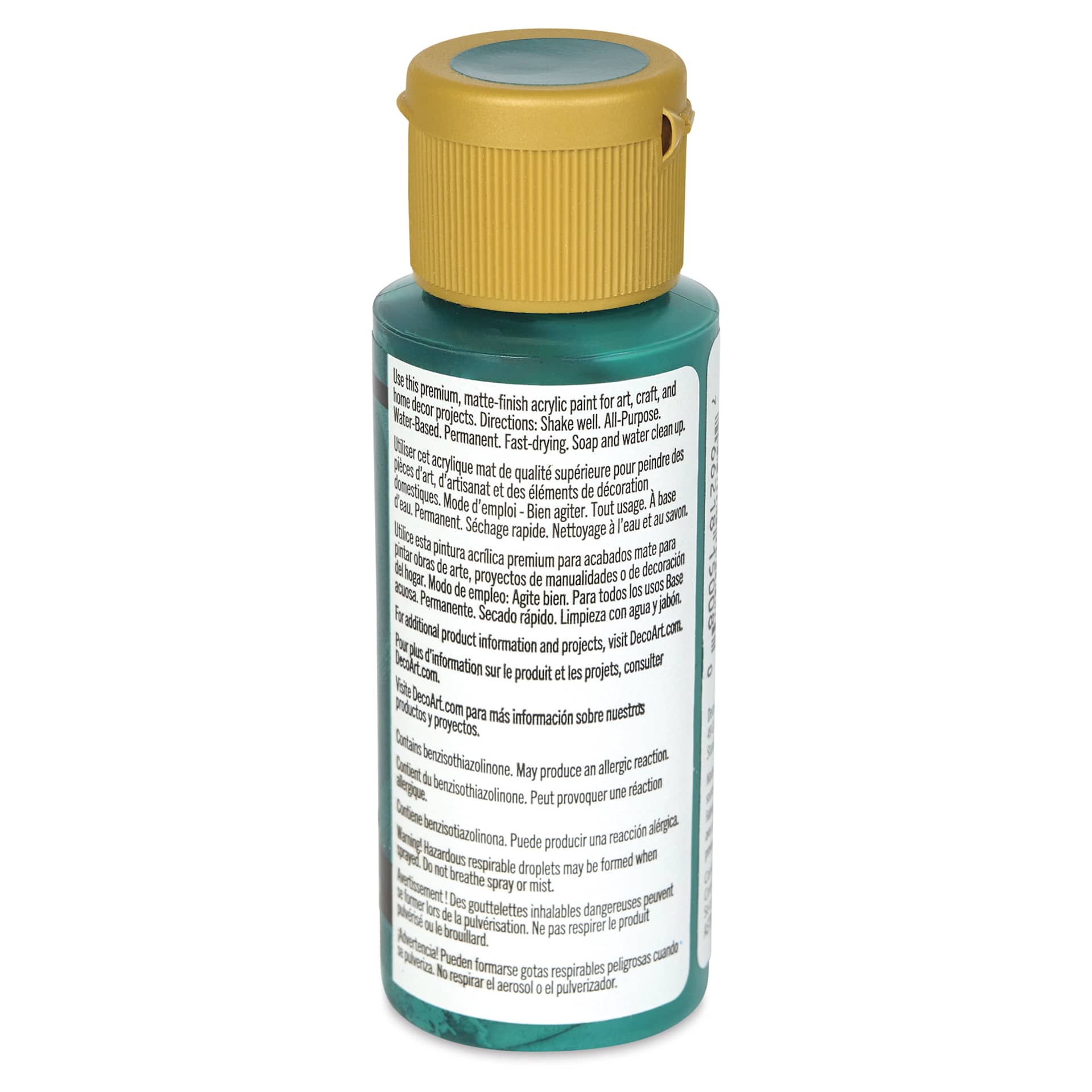 DecoArt Americana Acrylic Paint - Mystic Teal, 2 oz bottle side