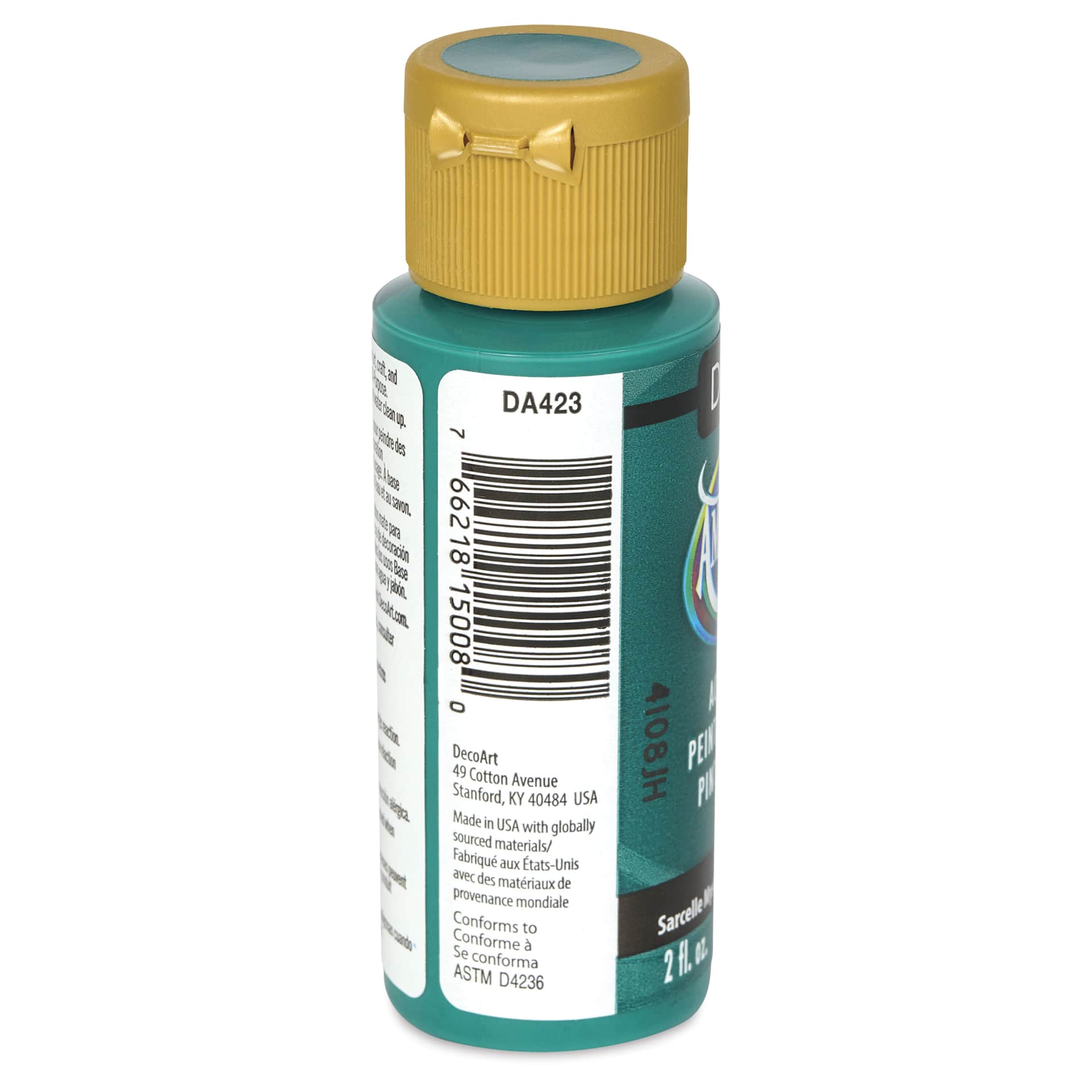 DecoArt Americana Acrylic Paint - Mystic Teal, 2 oz bottle back