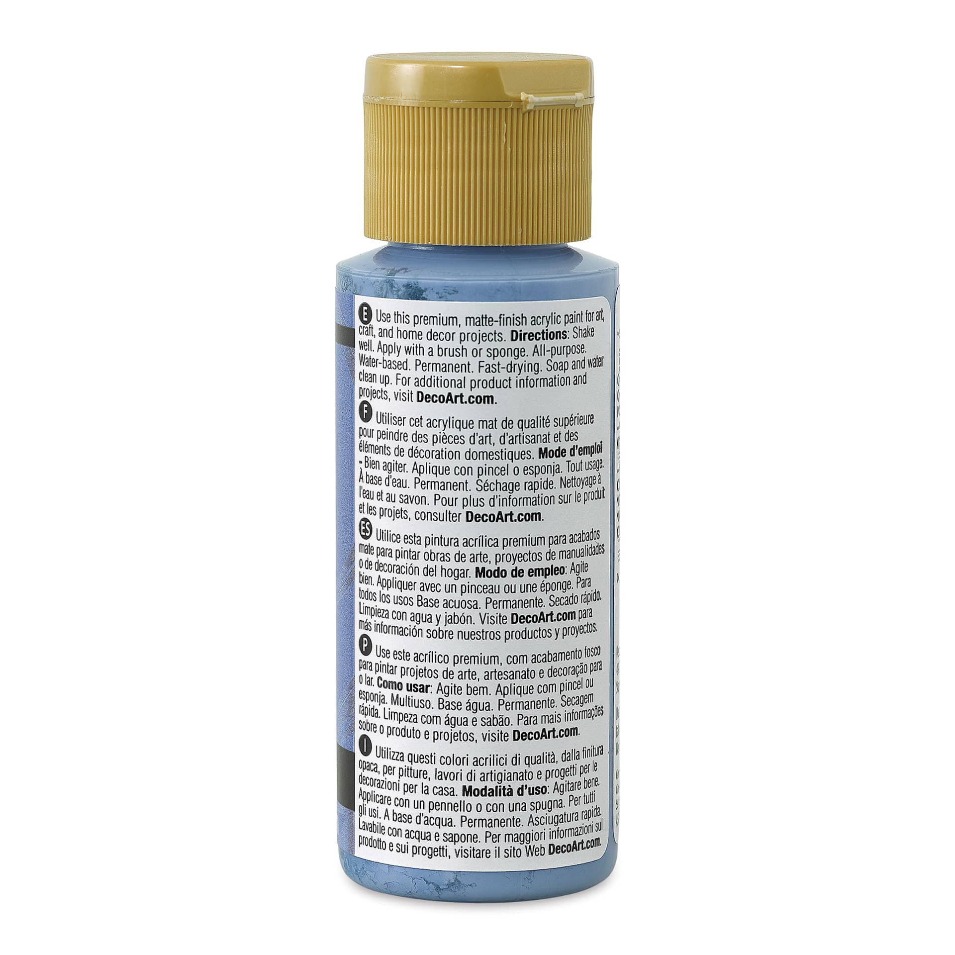 DecoArt Americana Acrylic Paint - Periwinkle, 2 oz (Back of bottle)