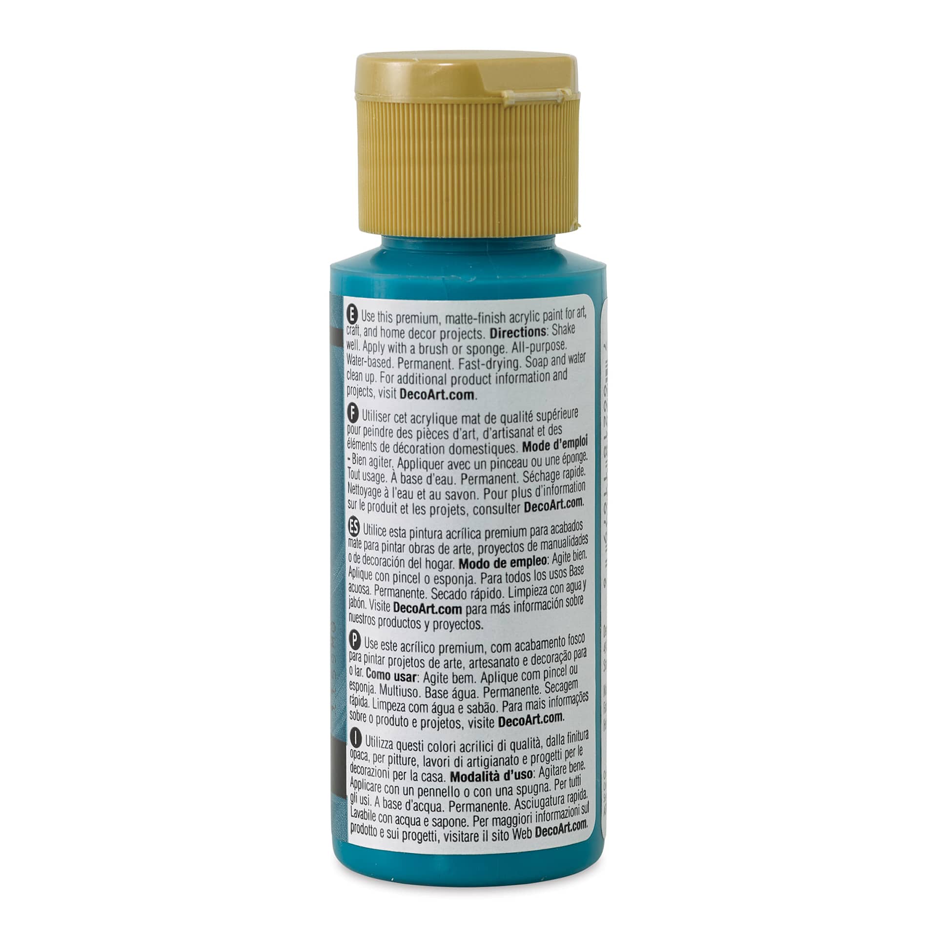 DecoArt Americana Acrylic Paint - Tropical Blue, 2 oz (Back of bottle)