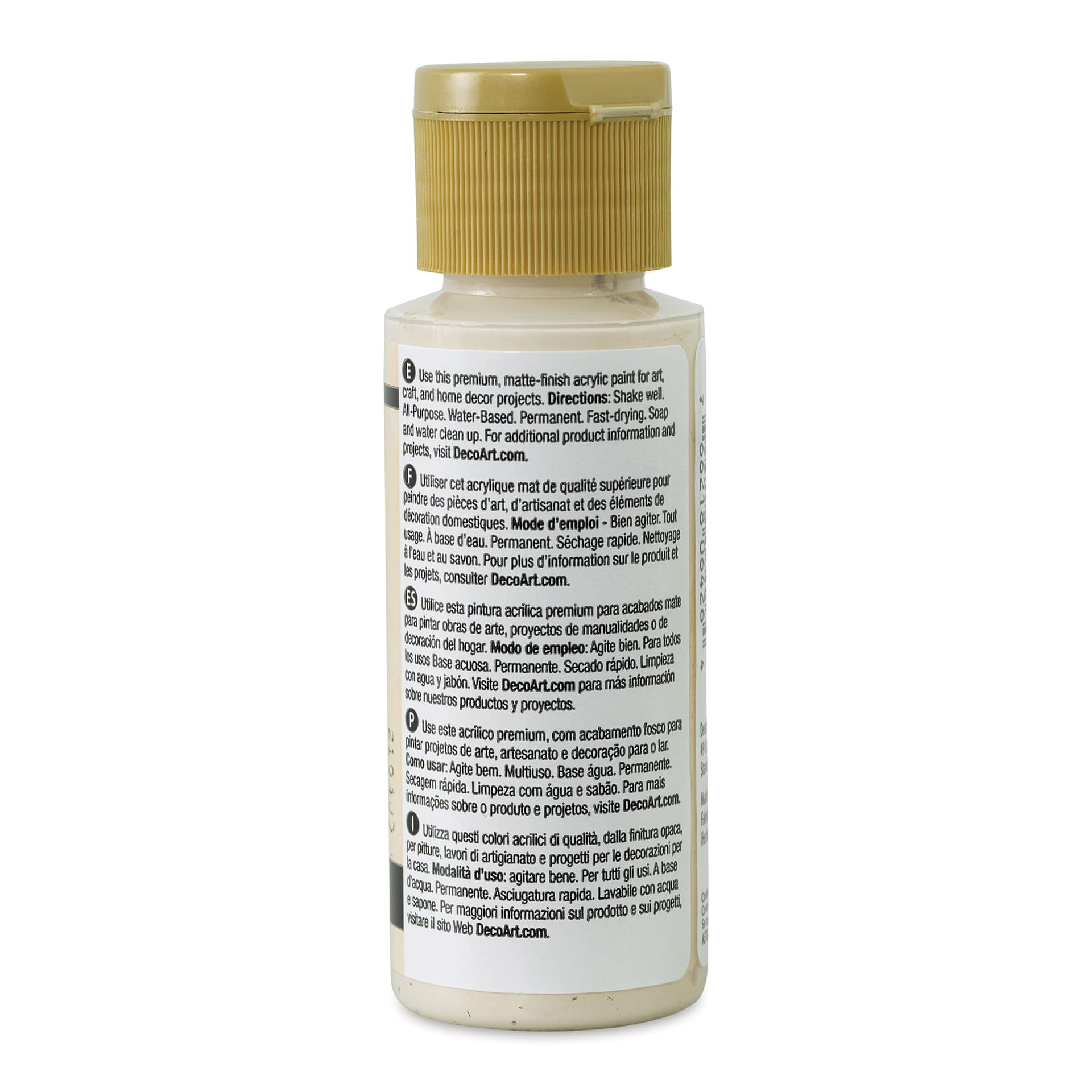 DecoArt Americana Acrylic Paint - Natural Buff, 2 oz (Back of bottle)