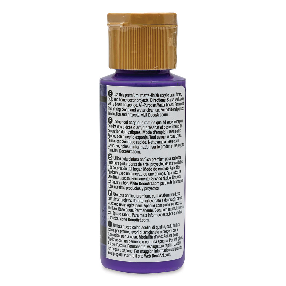 DecoArt Americana Acrylic Paint - Dioxazine Purple, 2 oz (Back of bottle)