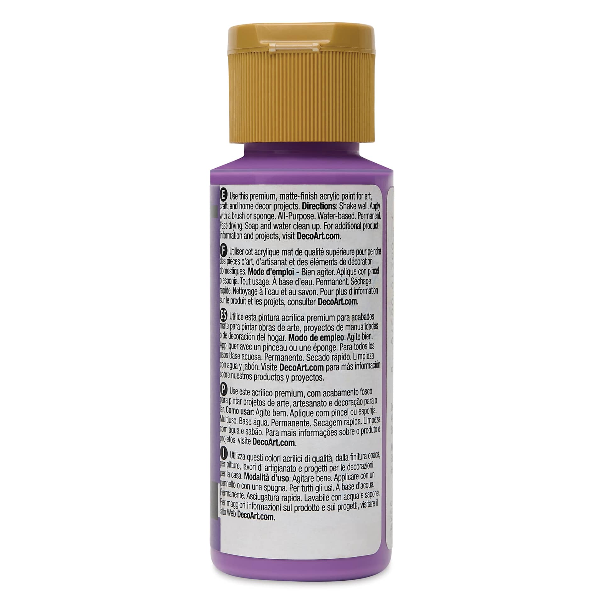 Back of DecoArt Americana Acrylic Paint - Purple Rain, 2 oz bottle