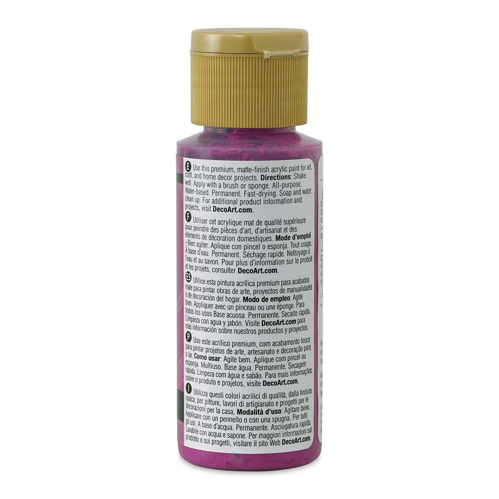DecoArt Americana Acrylic Paint - Magenta, 2 oz (Back of bottle)