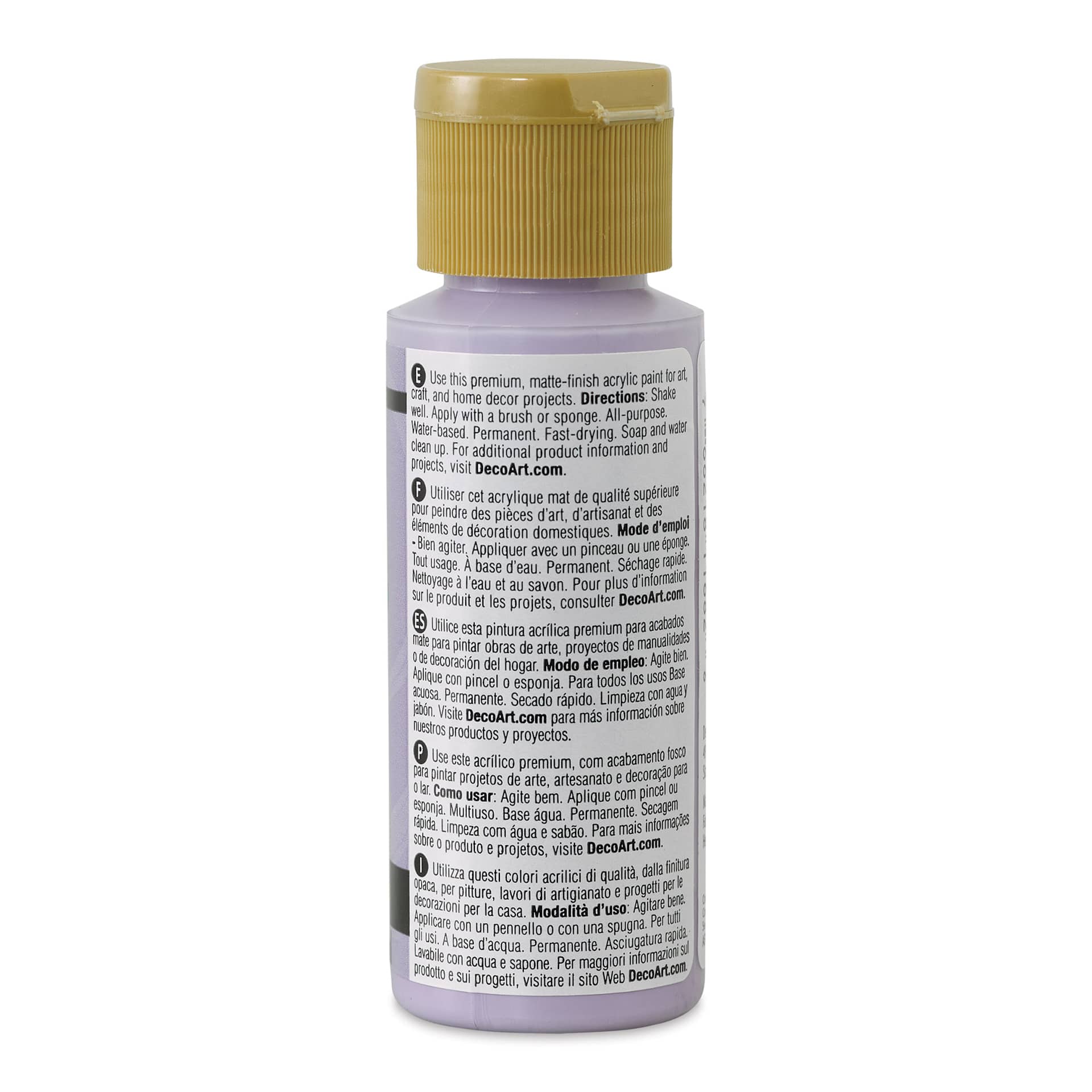 DecoArt Americana Acrylic Paint - Purple Petal, 2 oz (Back of bottle)