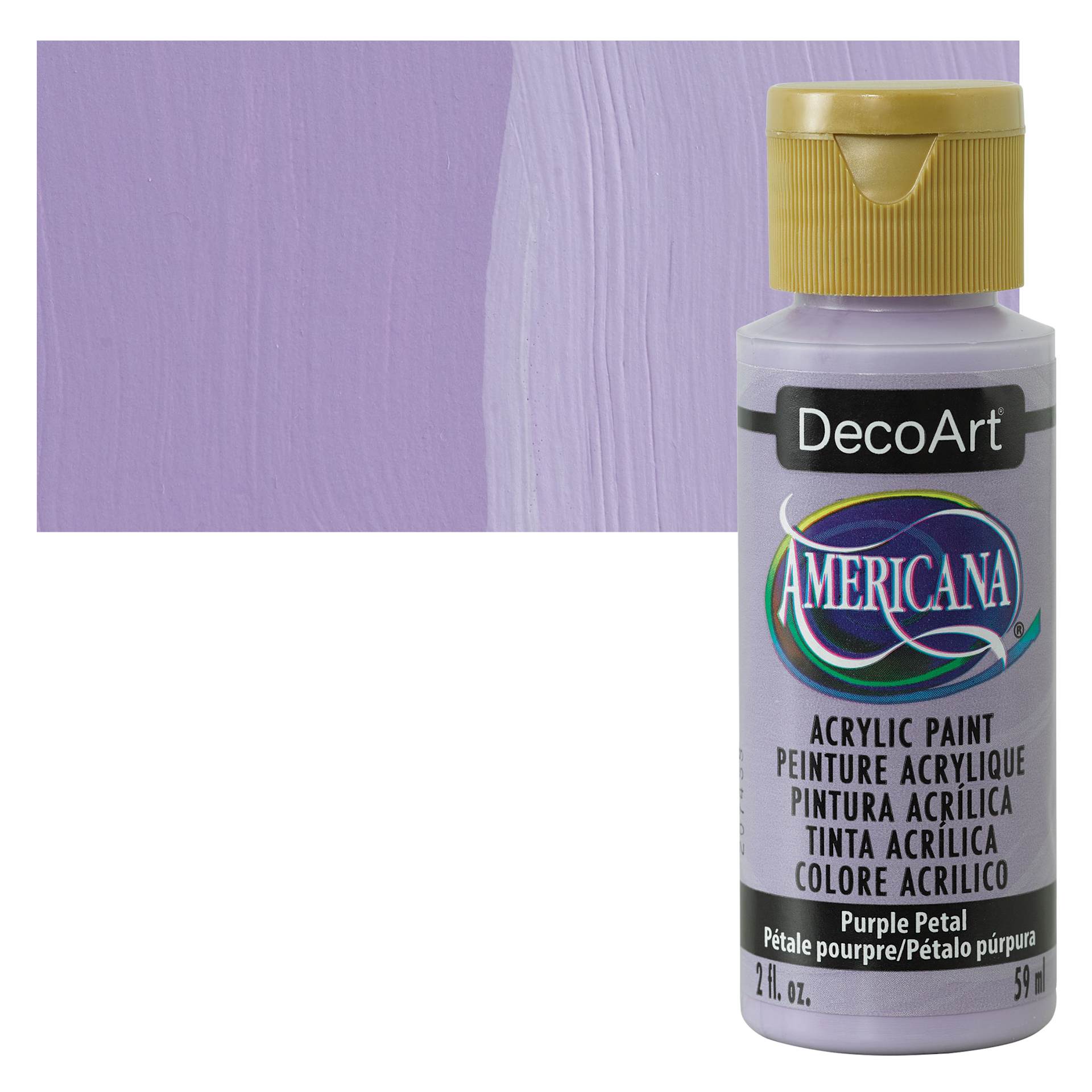 DecoArt Americana Acrylic Paint - Purple Petal, 2 oz bottle and swatch