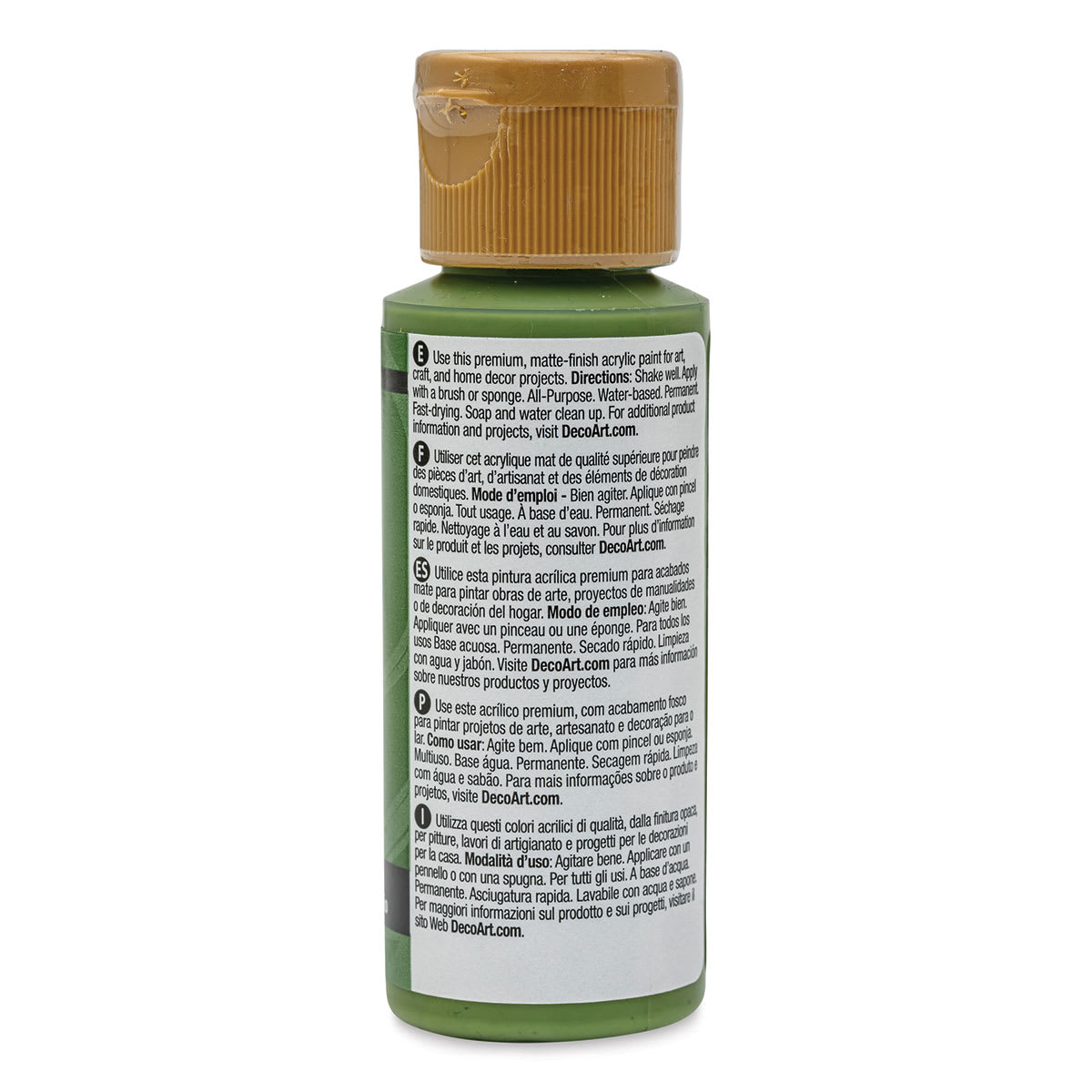 DecoArt Americana Acrylic Paint - Hauser Medium Green, 2 oz (Back of bottle)