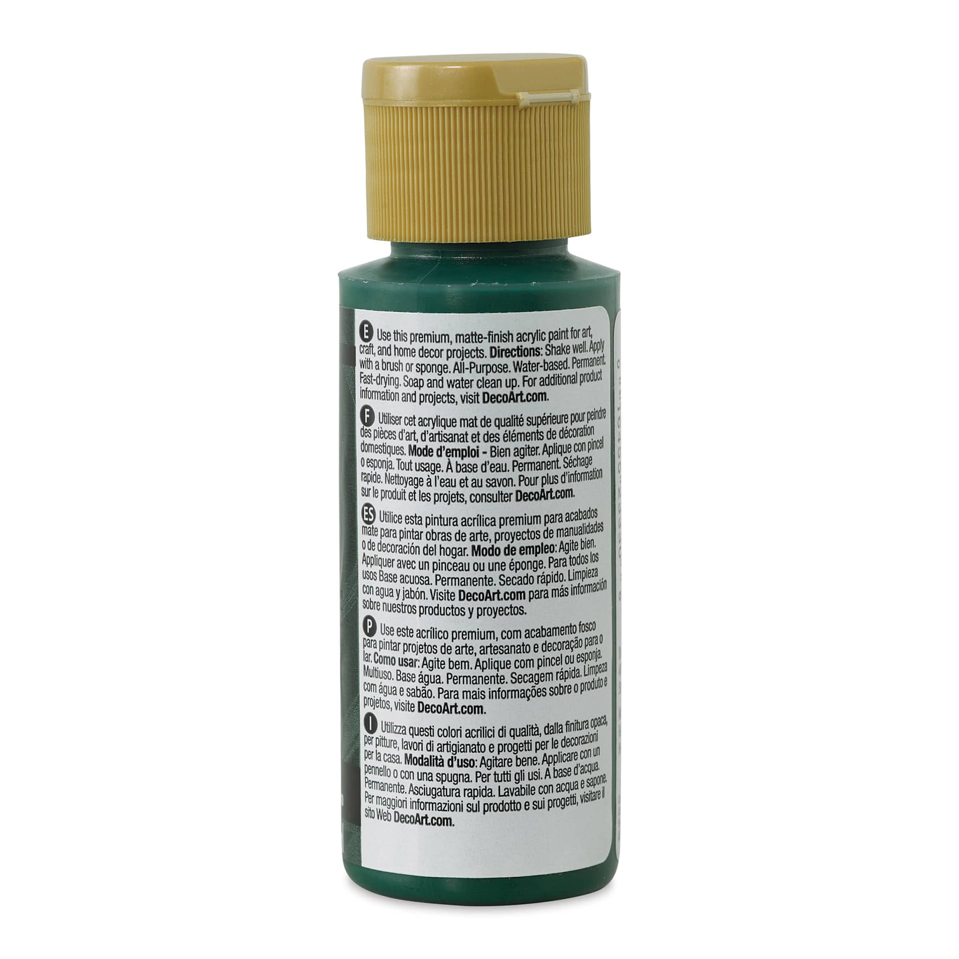 DecoArt Americana Acrylic Paint - Hauser Dark Green, 2 oz (Back of bottle)