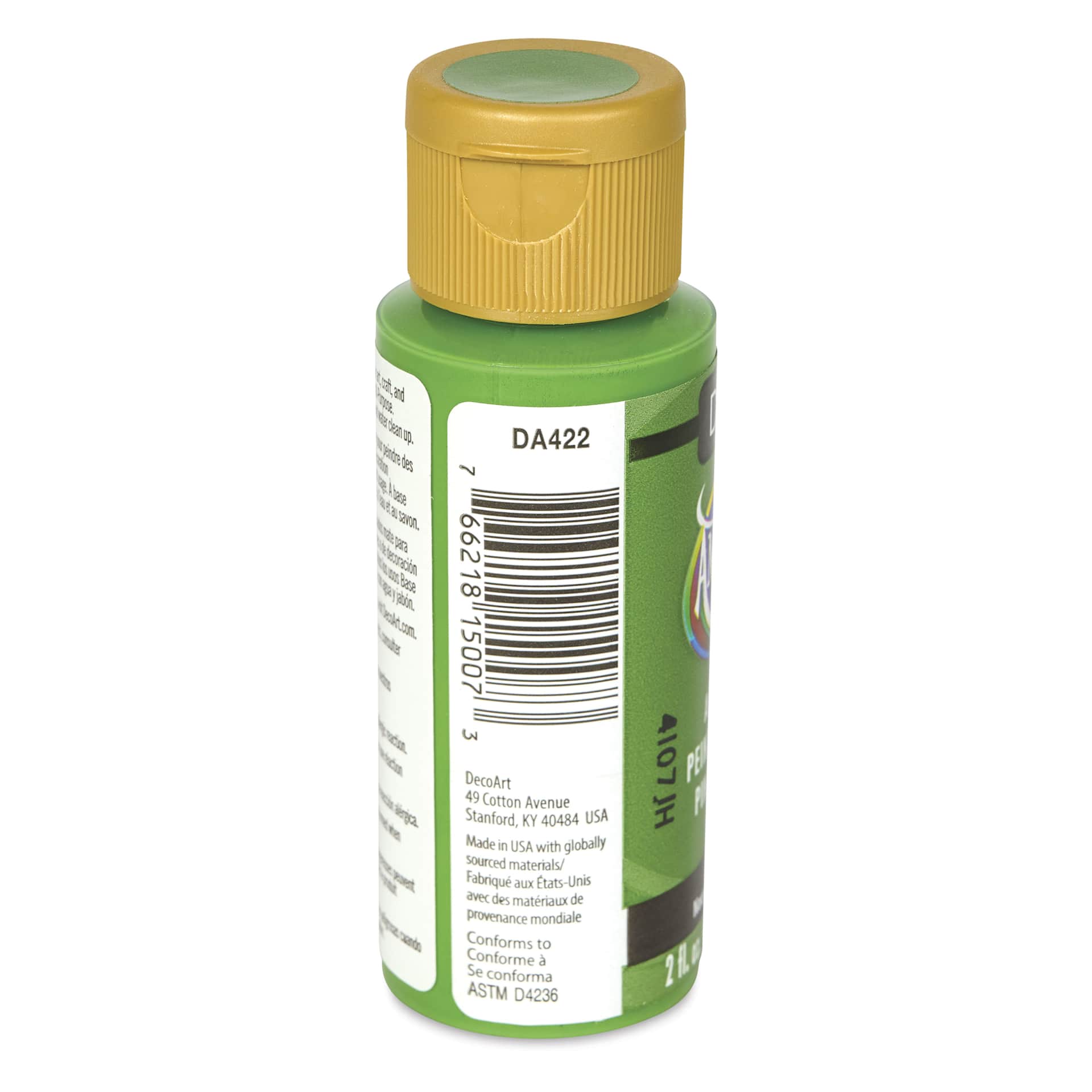 DecoArt Americana Acrylic Paint - New Leaf, 2 oz bottle back