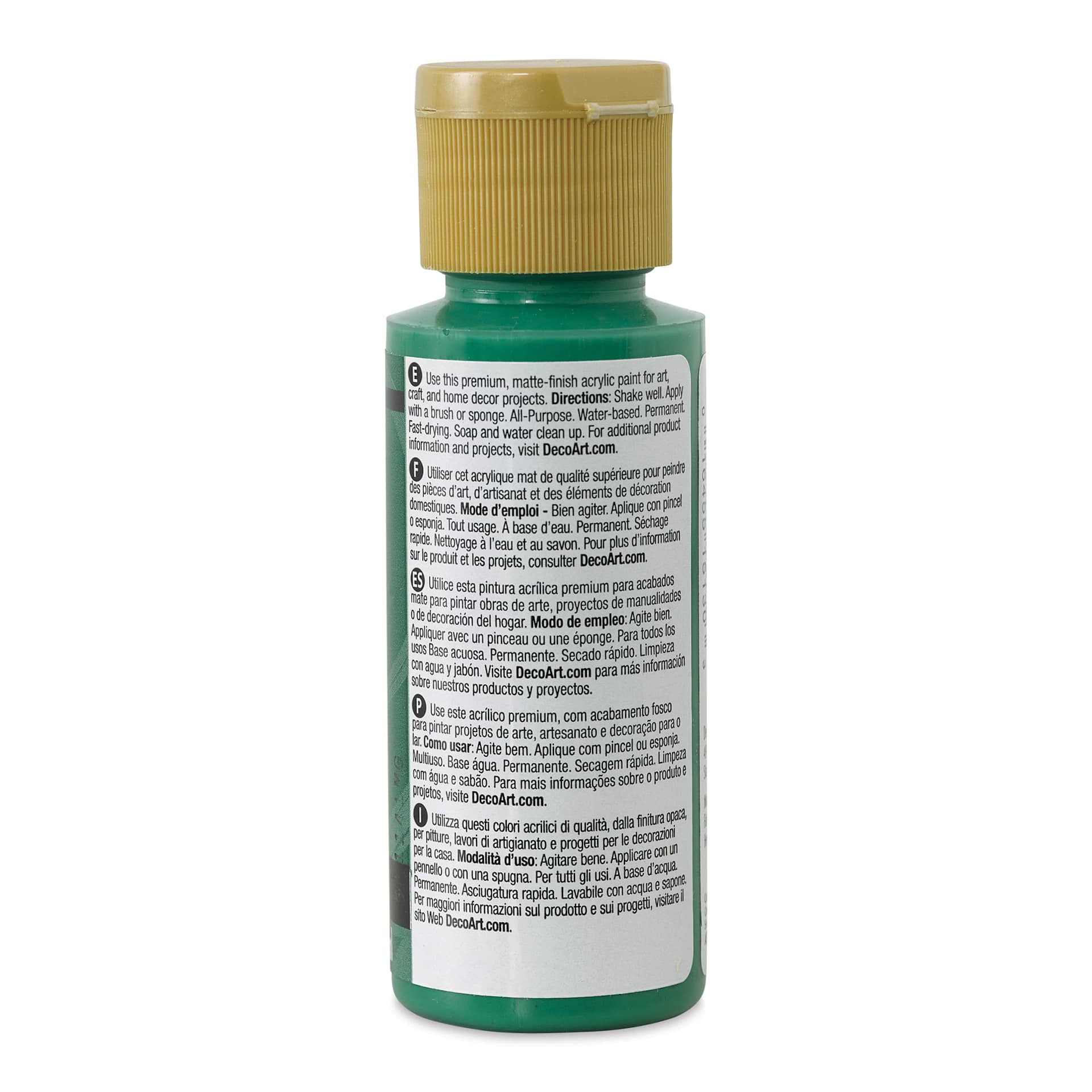DecoArt Americana Acrylic Paint - Leaf Green, 2 oz (Back of bottle)