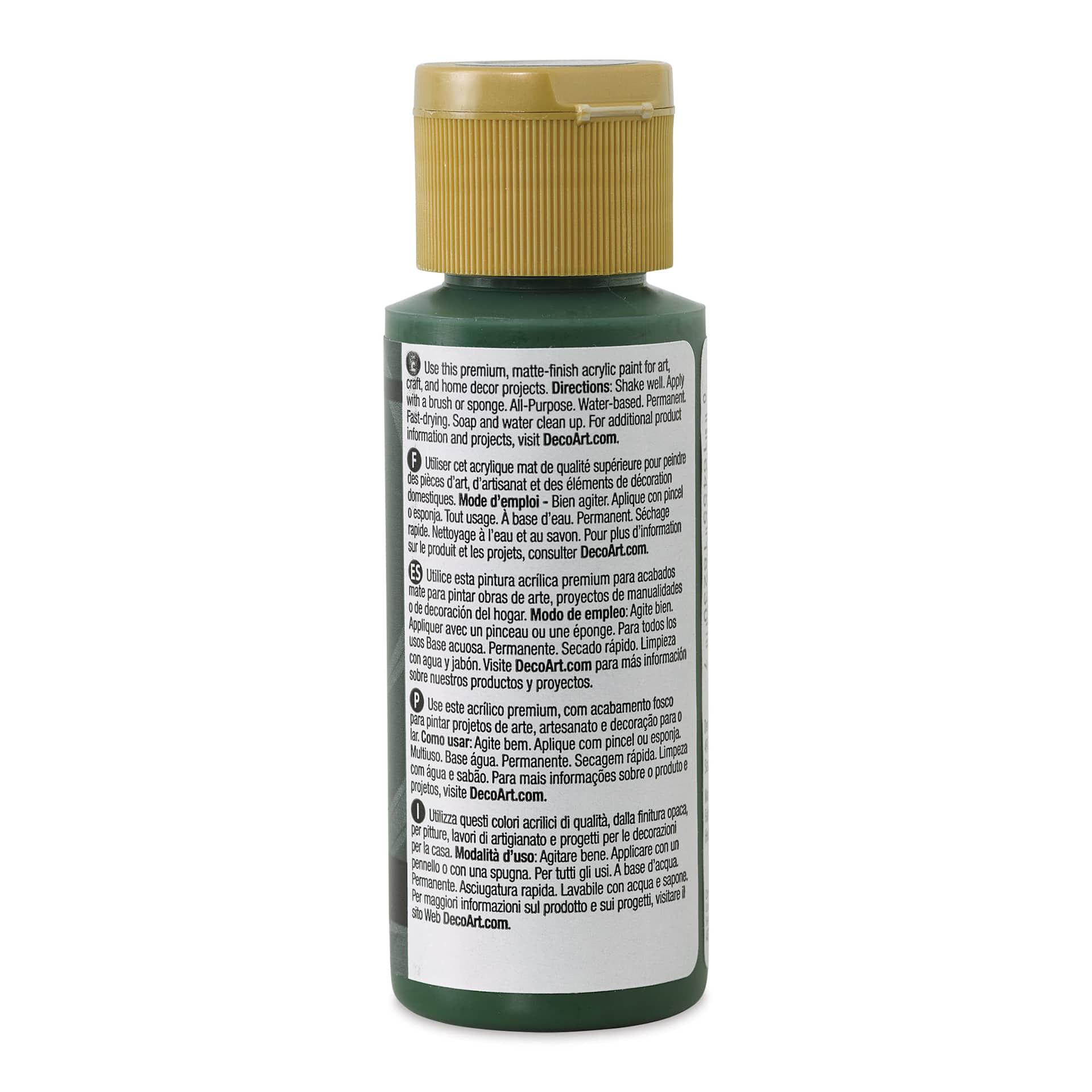 DecoArt Americana Acrylic Paint - Evergreen, 2 oz (Back of bottle)