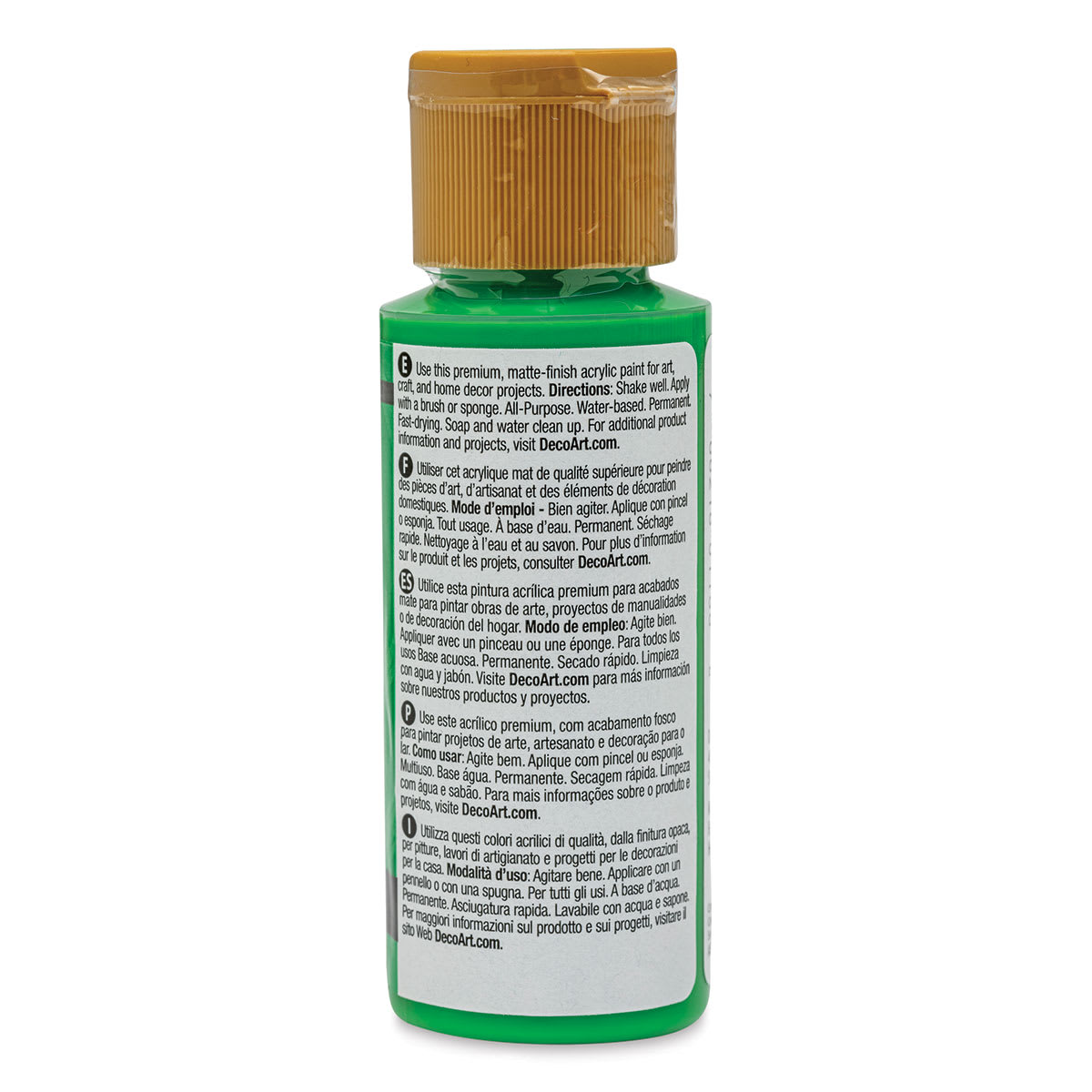 DecoArt Americana Acrylic Paint - Festive Green, 2 oz (Back of bottle)