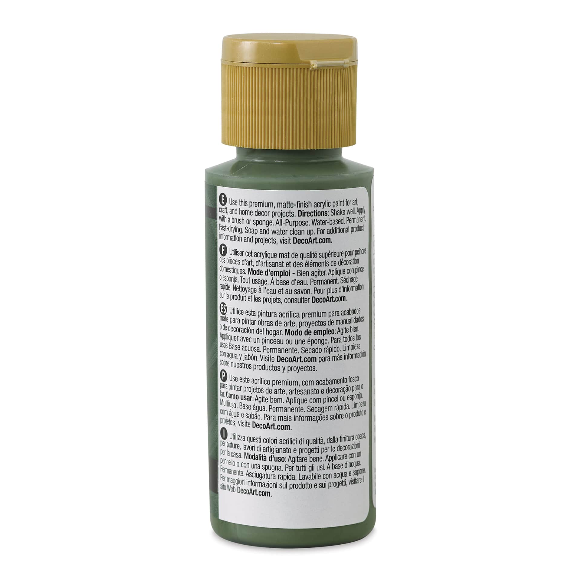 DecoArt Americana Acrylic Paint - Avocado, 2 oz (Back of bottle)