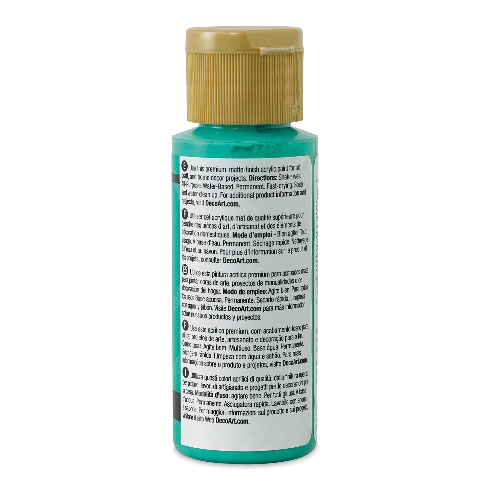 DecoArt Americana Acrylic Paint - Teal Mint, 2 oz (Back of bottle)