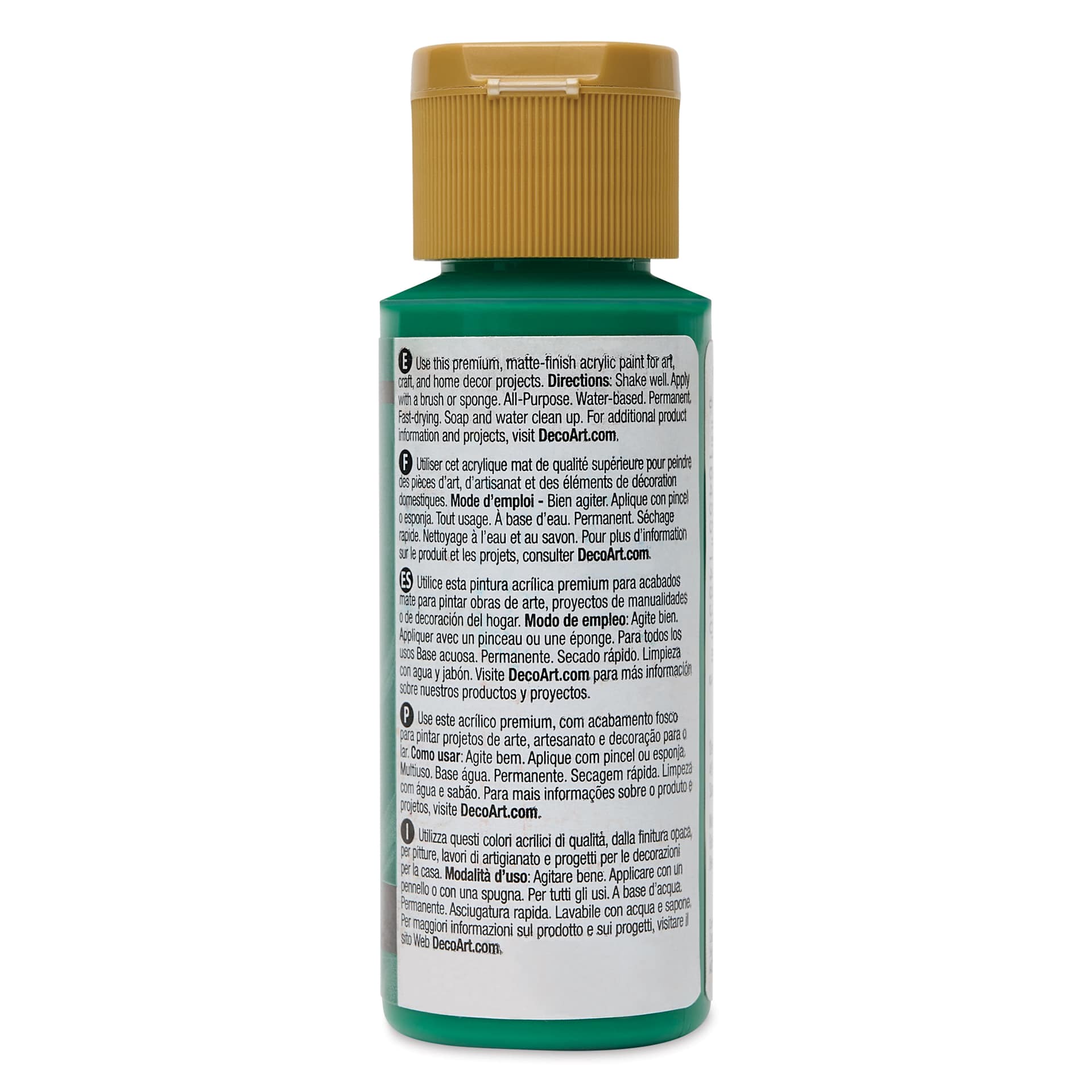 Back of DecoArt Americana Acrylic Paint - Holly Green, 2 oz bottle
