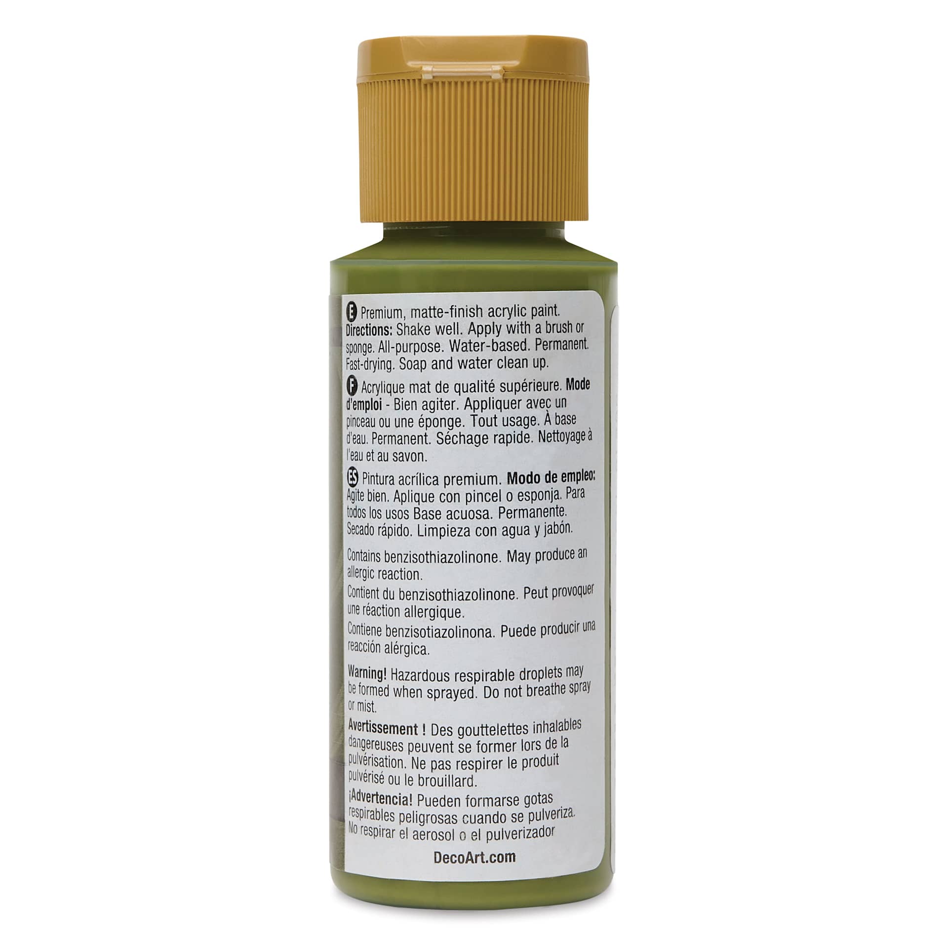 Back of DecoArt Americana Acrylic Paint - Lush Green, 2 oz bottle