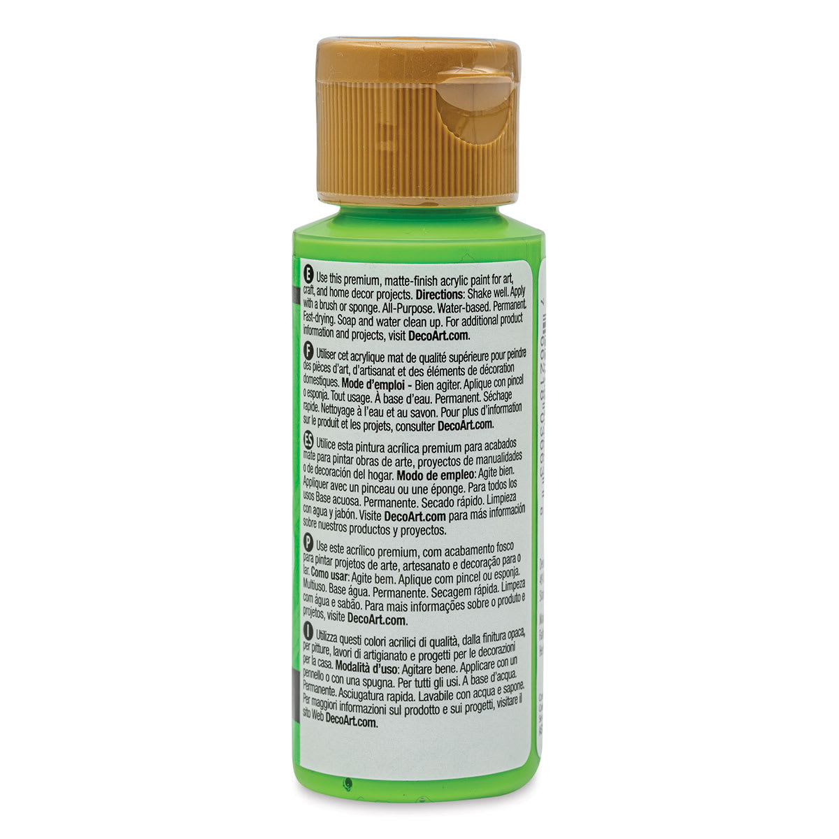 DecoArt Americana Acrylic Paint - Sour Apple, 2 oz (Back of bottle)