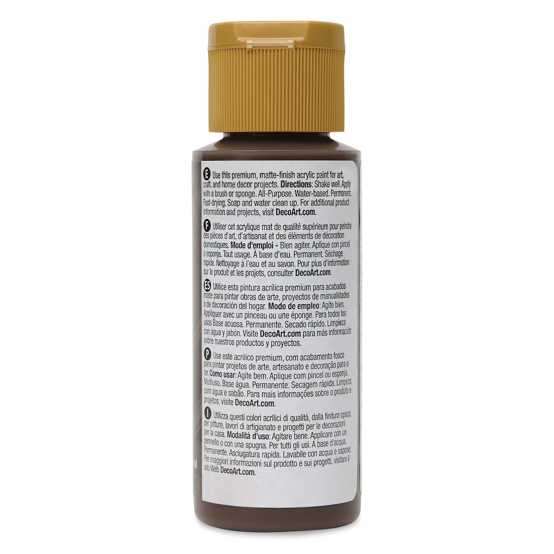 Back of DecoArt Americana Acrylic Paint - Traditional Burnt Umber, 2 oz bottle