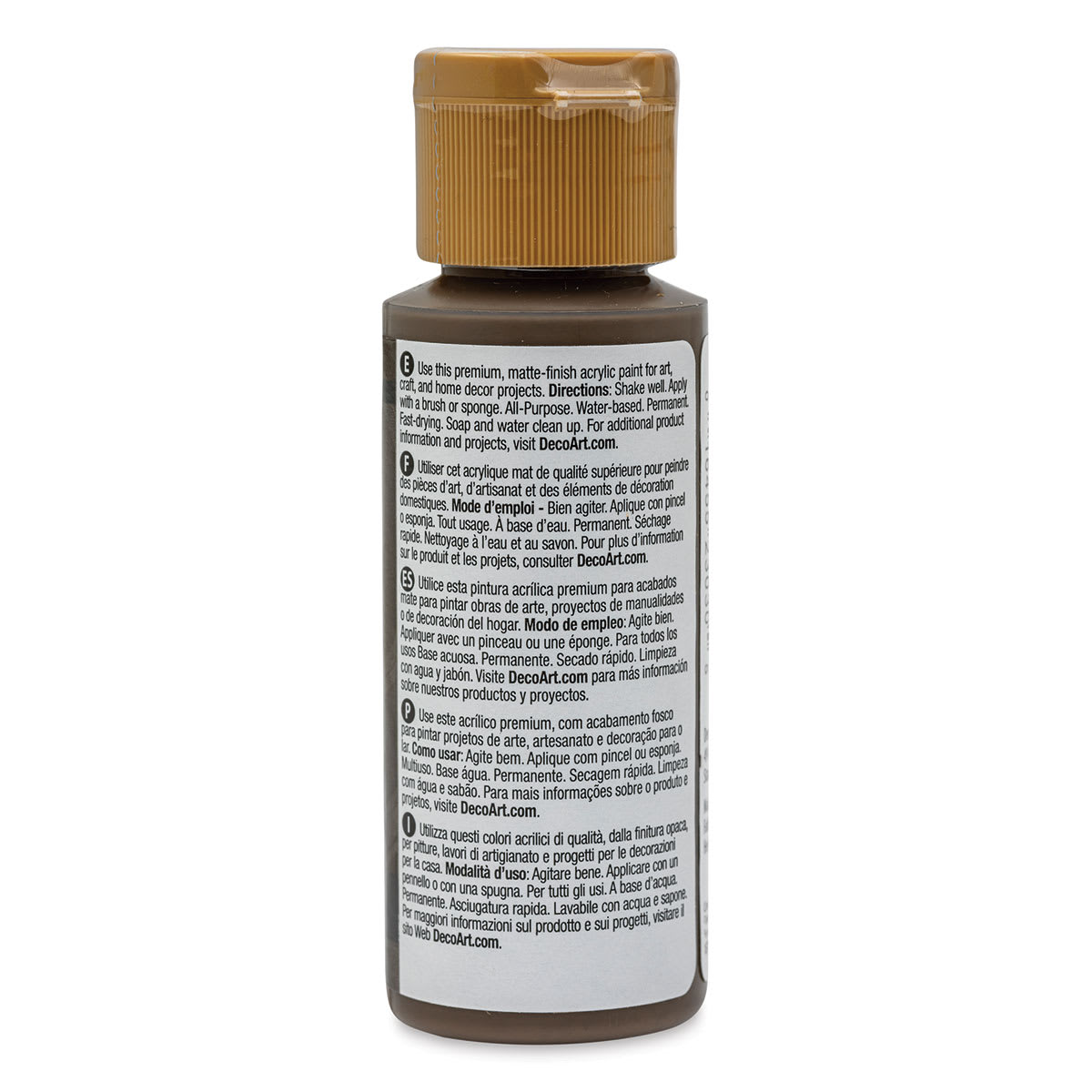 DecoArt Americana Acrylic Paint - Raw Umber, 2 oz (Back of bottle)