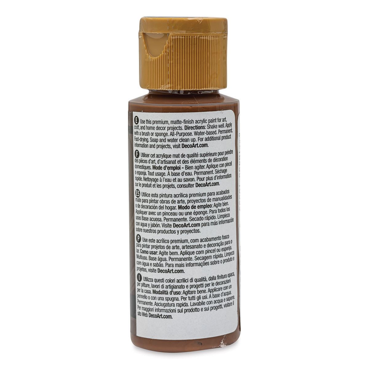 DecoArt Americana Acrylic Paint - Dark Chocolate, 2 oz (Back of bottle)